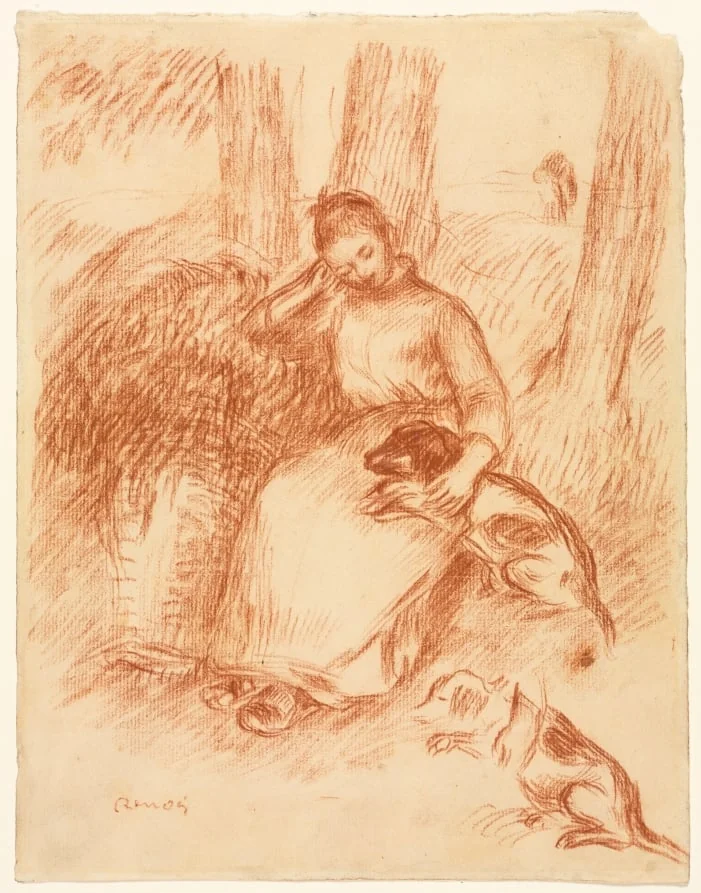 Peasant Girl with Dog, by Auguste Renoir, 1894