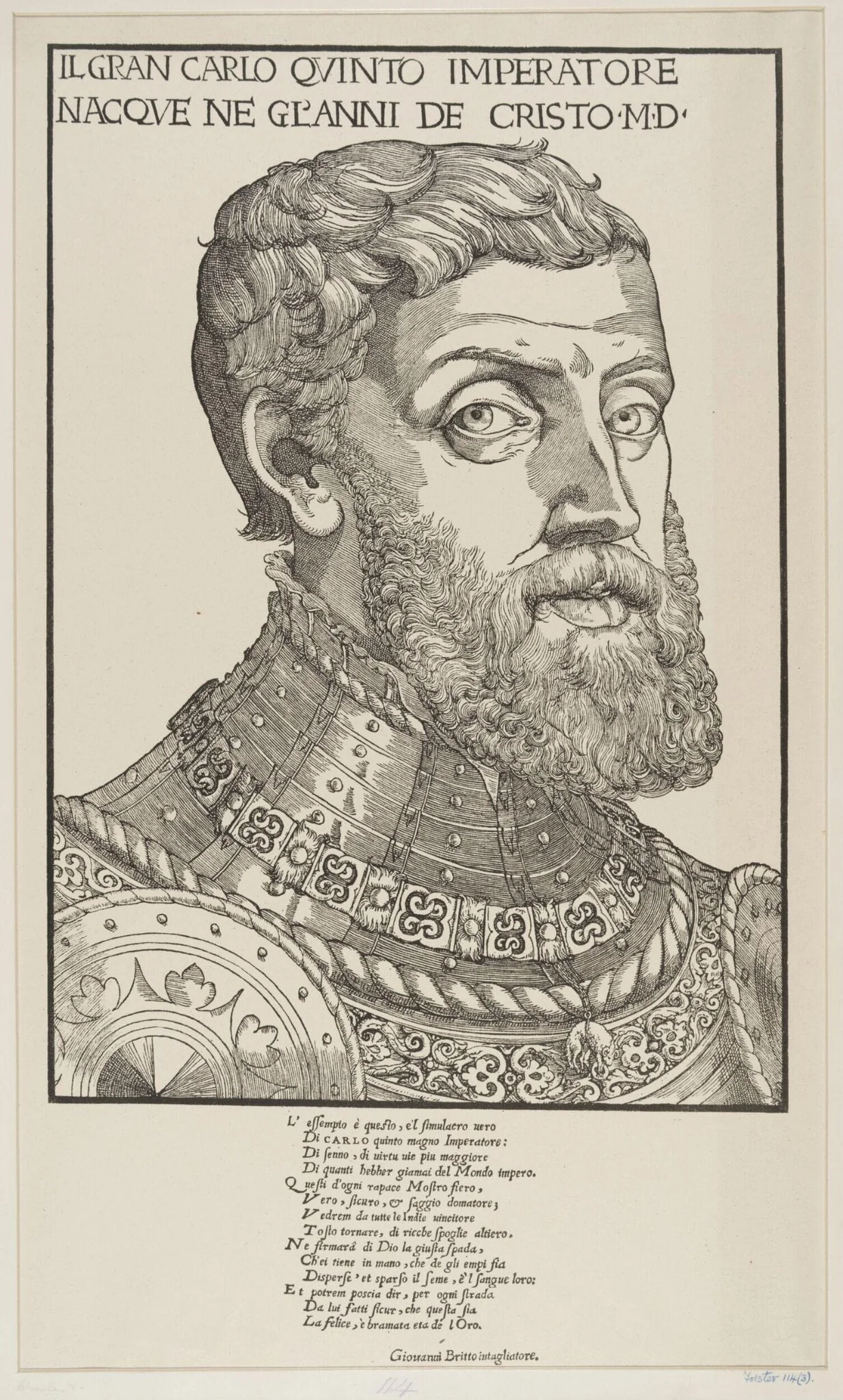 Il Gra Carlo Quinto imperatore nacque n Gl'anni de Cristo MD, by Giovanni Britto, 1544