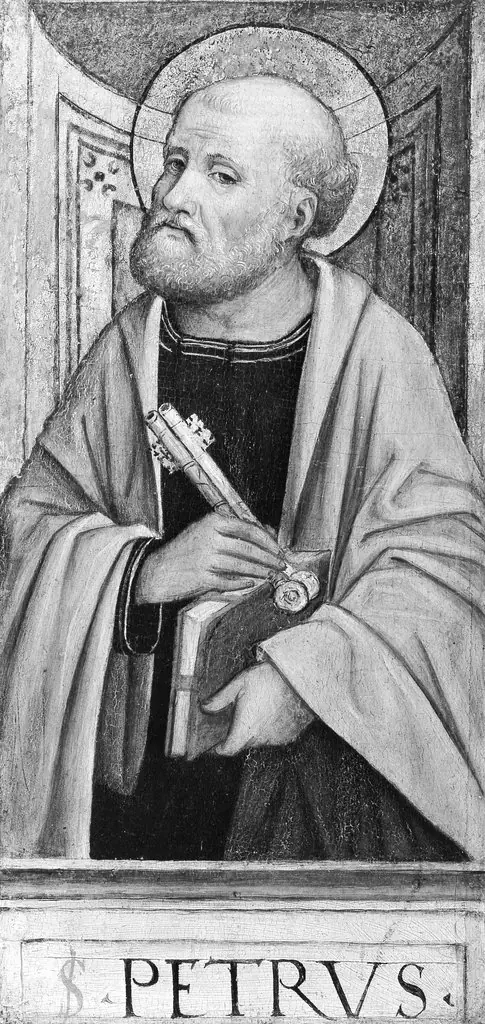 The Twelve Apostles: Saints Bartholomew, Andrew, Matthew, James the Greater, Thaddeus, Philip, James the Lesser, Simon, Peter, Paul, Thomas, and John