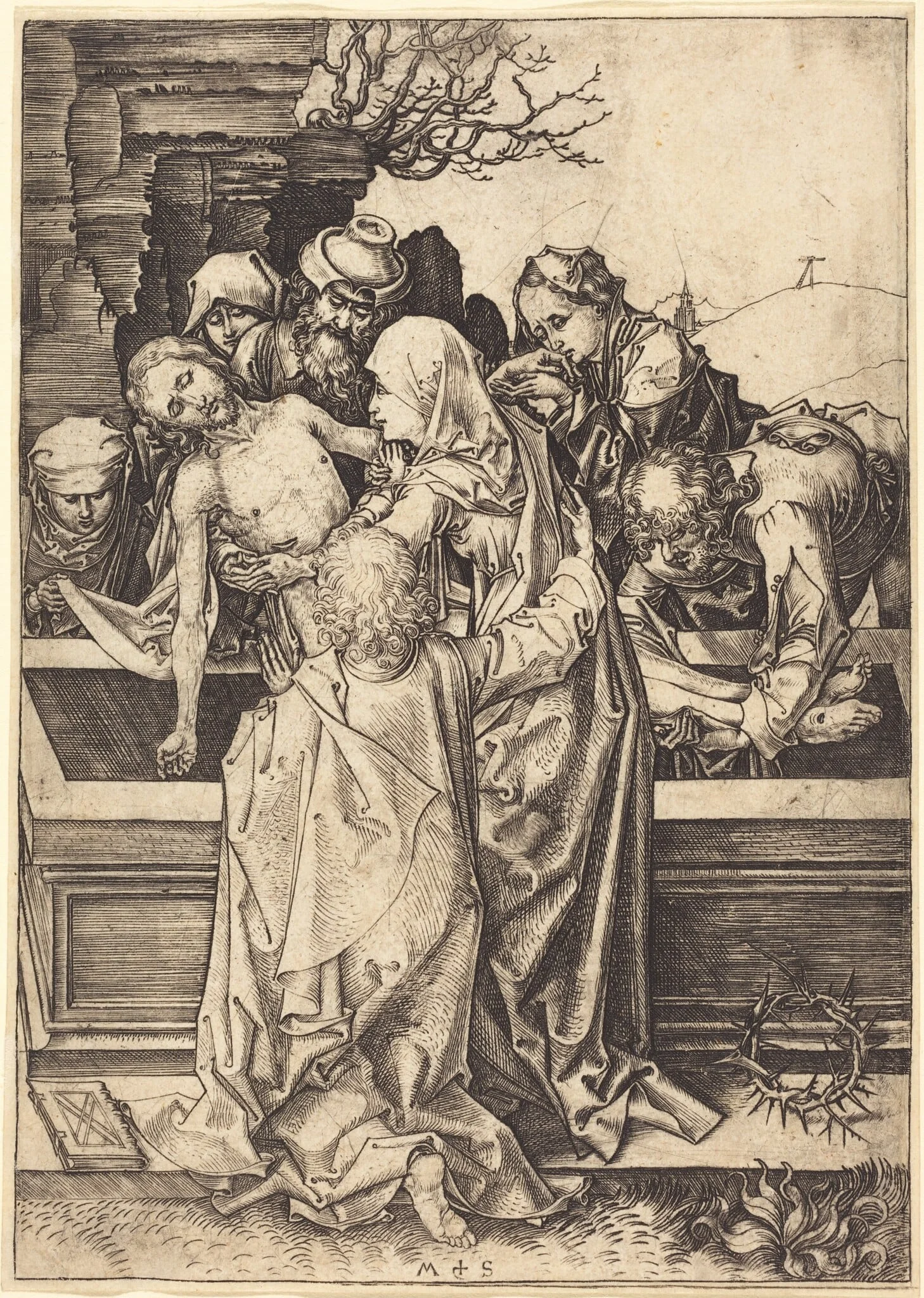 The Entombment, by Martin Schongauer, ink, 1480