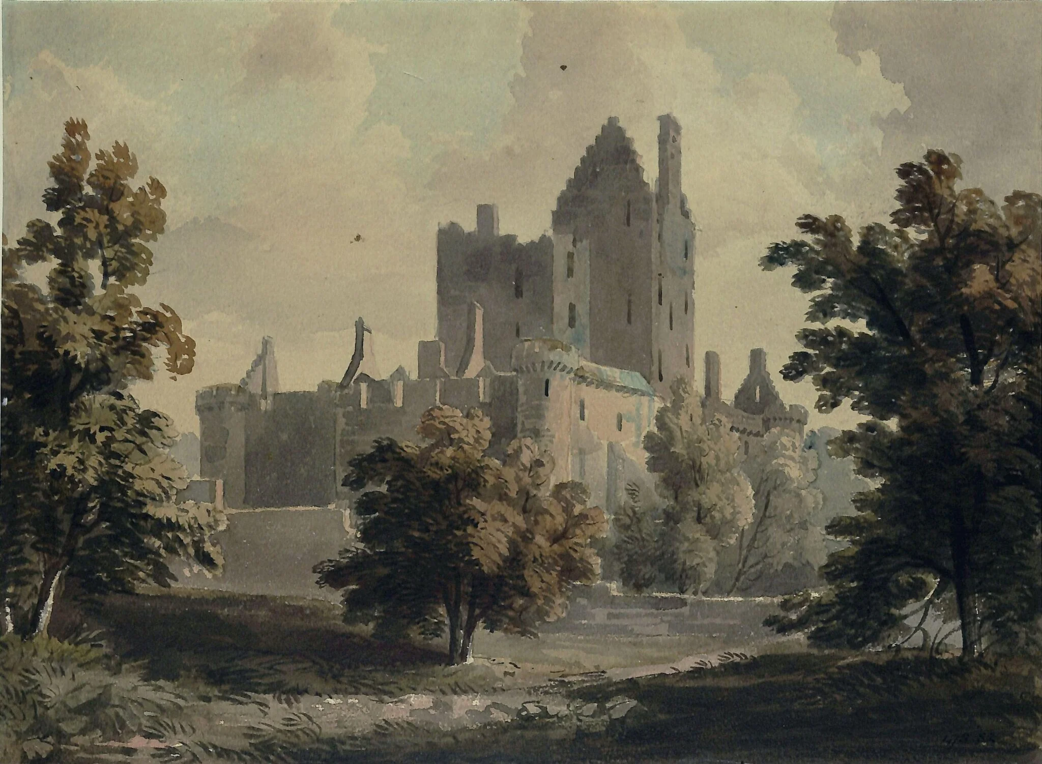 Craigmillar Castle, near Edinburgh, by A. Kay, watercolor, 1813