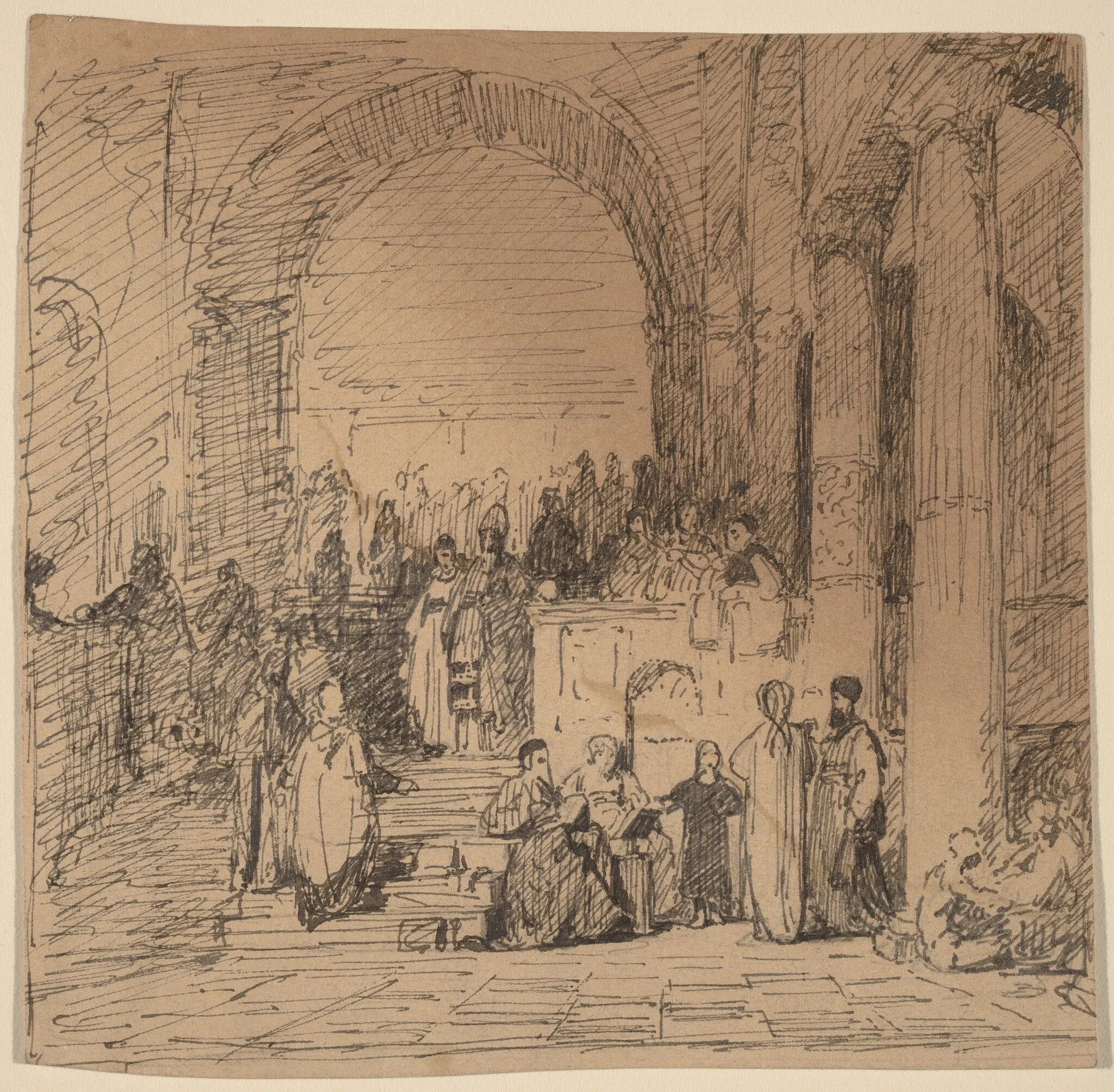 Study after Old Master, by Elihu Vedder, ink, 1858