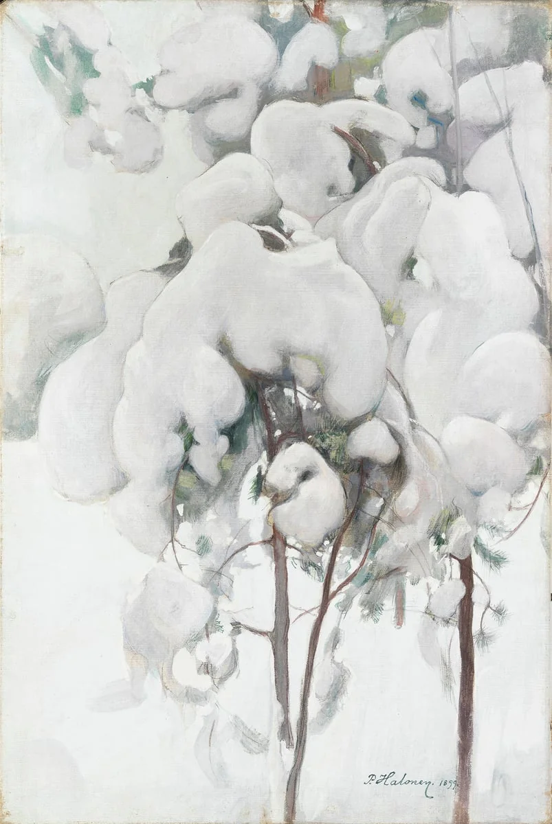 Lumisia männyntaimia, by Pekka Halonen, unspecified