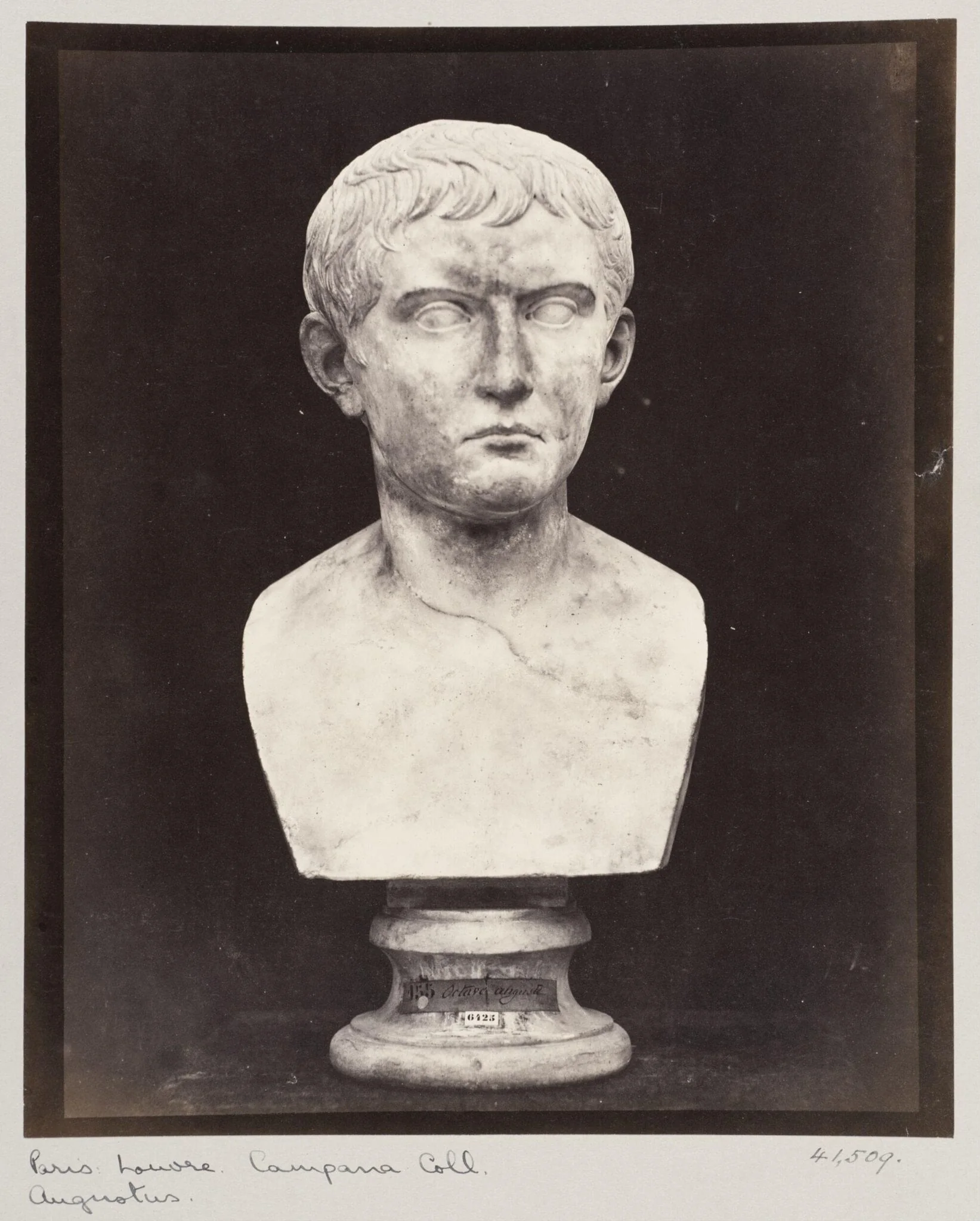 Marble Bust of the Emperor Octavius Augustus, by Louise Laffon, photographic, 1864