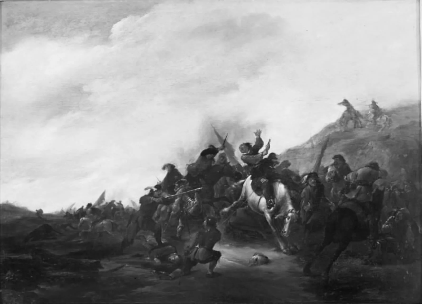 Skirmish between Cavalry and Infantry, by Unknown, 1650