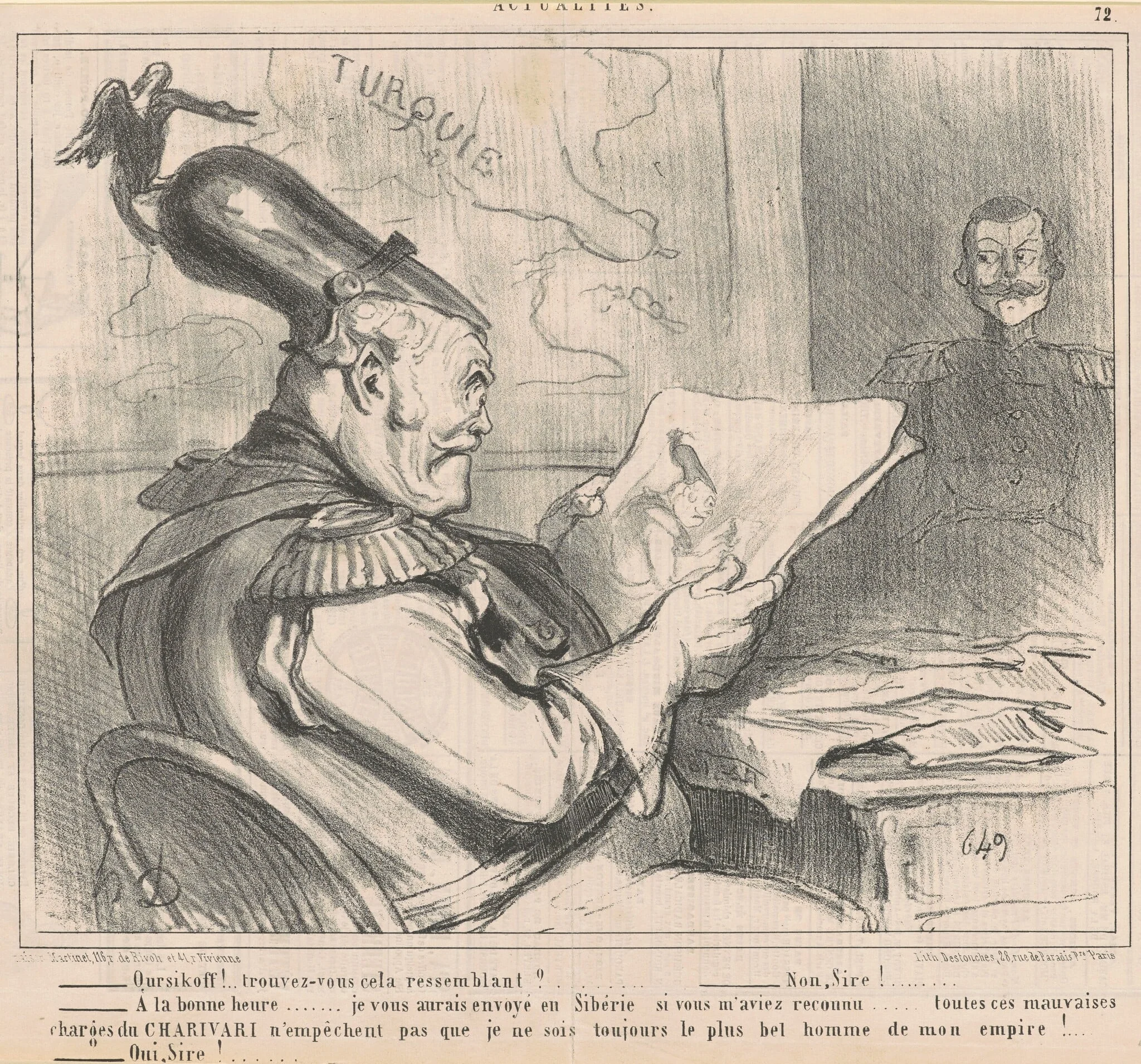 "-Ouriskoff!..trouvez-vous cela ressemblant?" from Actualities, by Honoré Daumier, ink, 1854