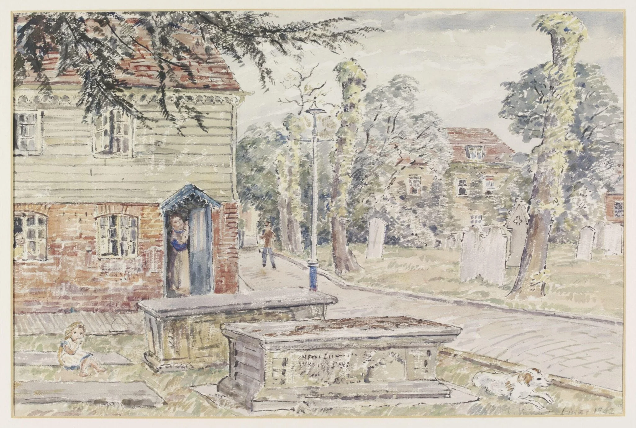 Church Row, Tonbridge, by Lines, watercolor, 1942