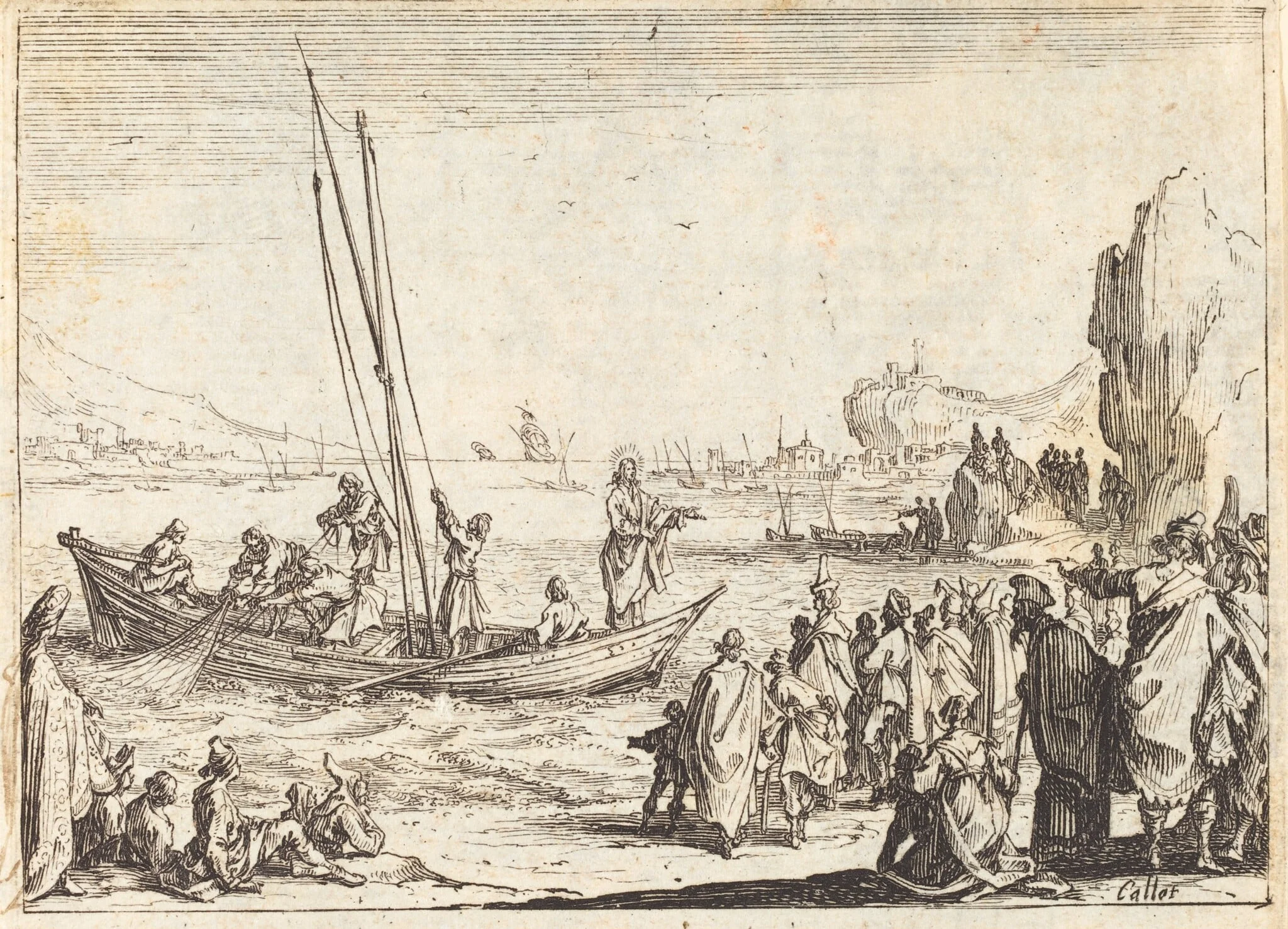 Fisher of Men, by Jacques Callot, ink, 1635