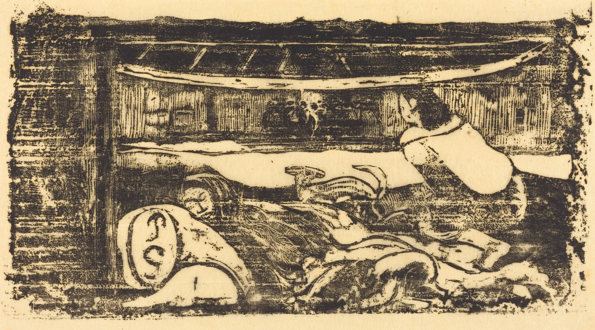 Interior of a Hut (Interieur de case), by Paul Gauguin, ink, 1895