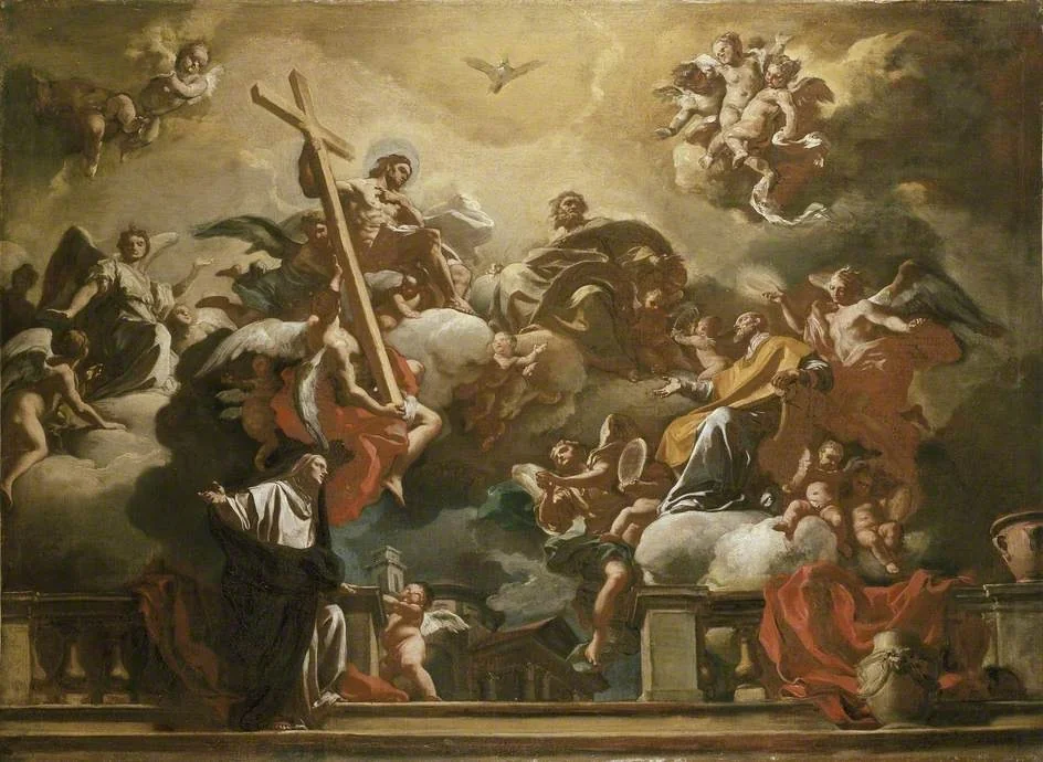 The Holy Trinity with St Philip Neri in Glory, by Francesco Solimena, oil, 1728