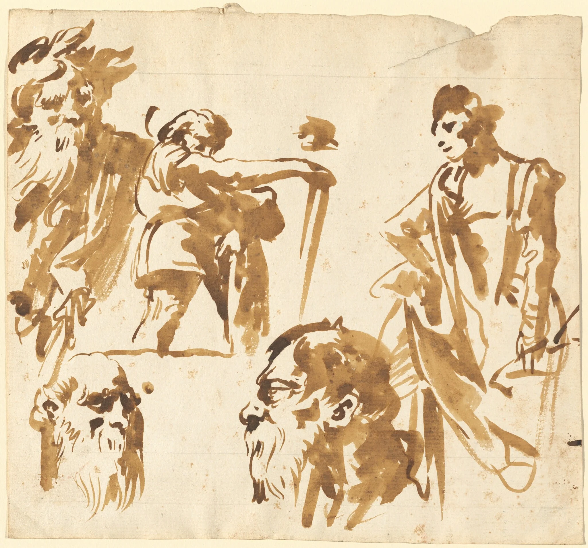 Figures and Faces, by Giovanni Domenico Tiepolo, paint, 1750