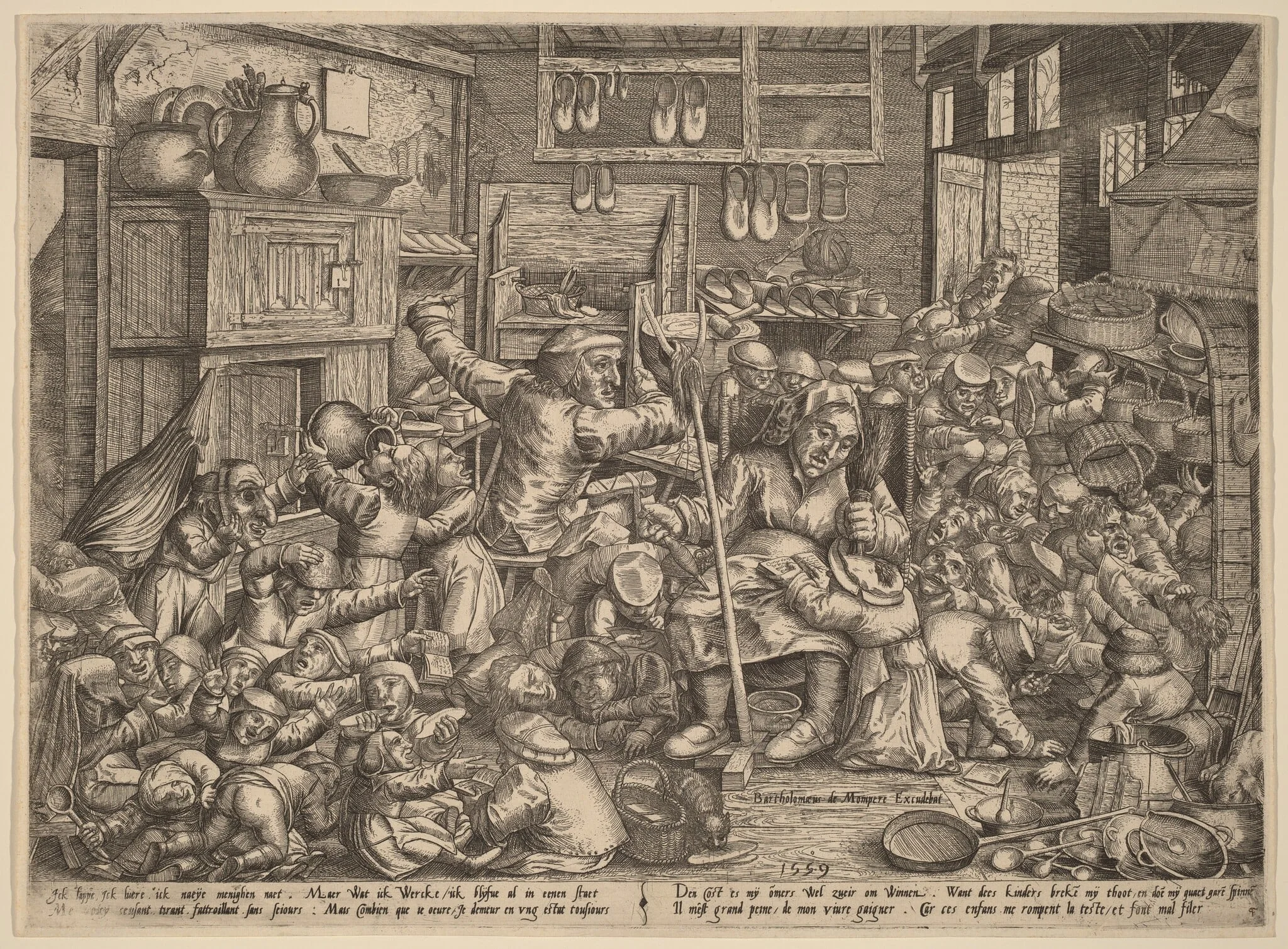 The Cobbler's Unruly Family, by Peter van der Borcht, ink, 1559