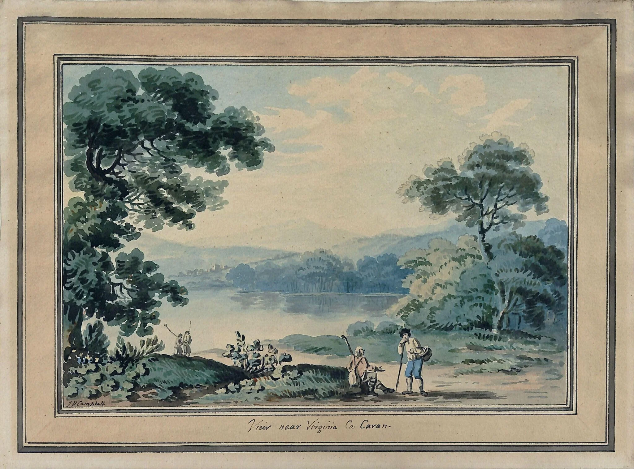 View near Virginia, County Cavan, by John Henry Campbell, watercolor, 1780