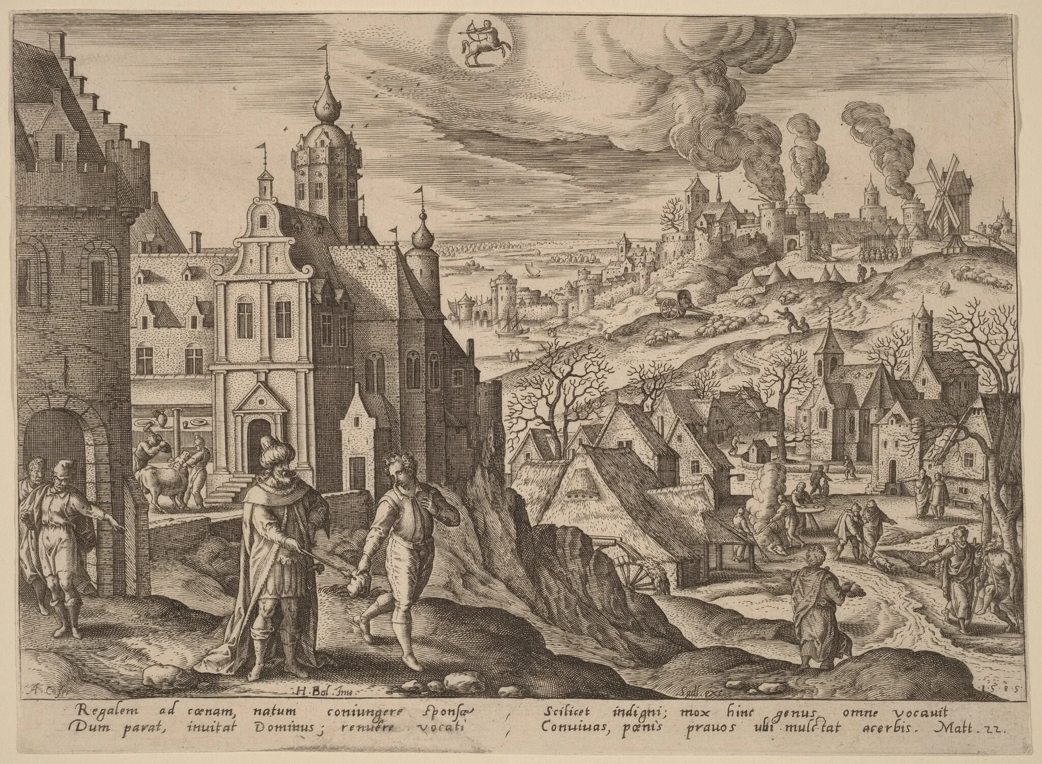 The Parable of the Kingdom of Heaven, by Adriaen Collaert, ink, 1585