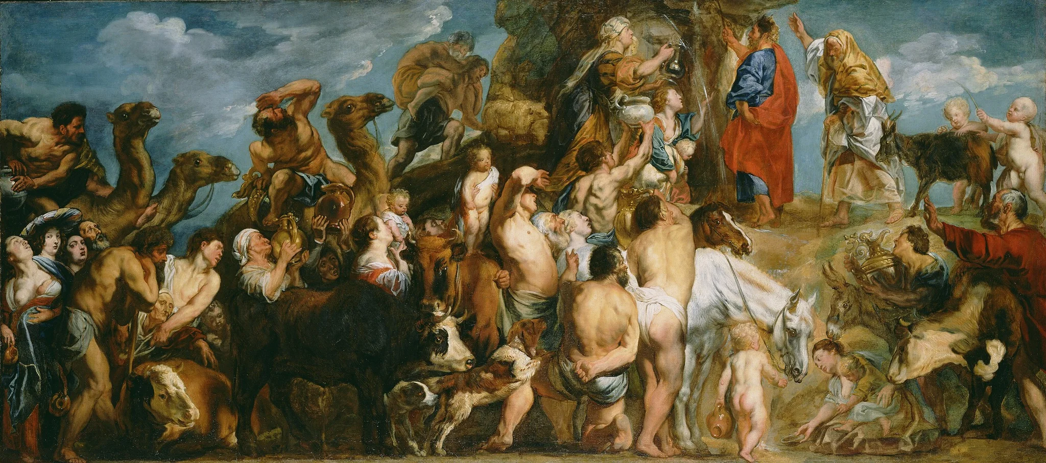 Moses Striking Water from the Rock, by Jacob Jordaens, oil, 1645