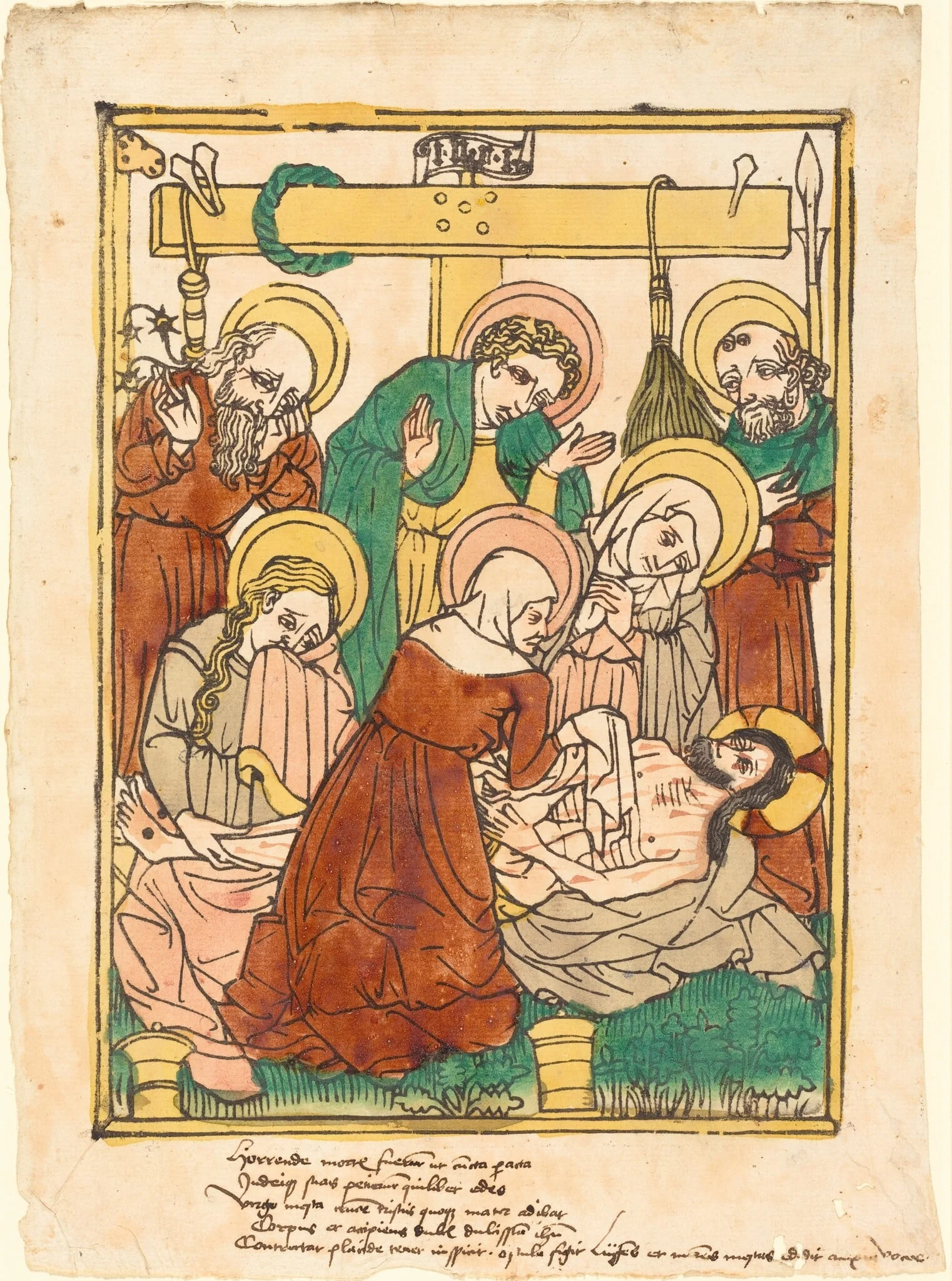 The Lamentation, by German 15th Century, ink, 1450