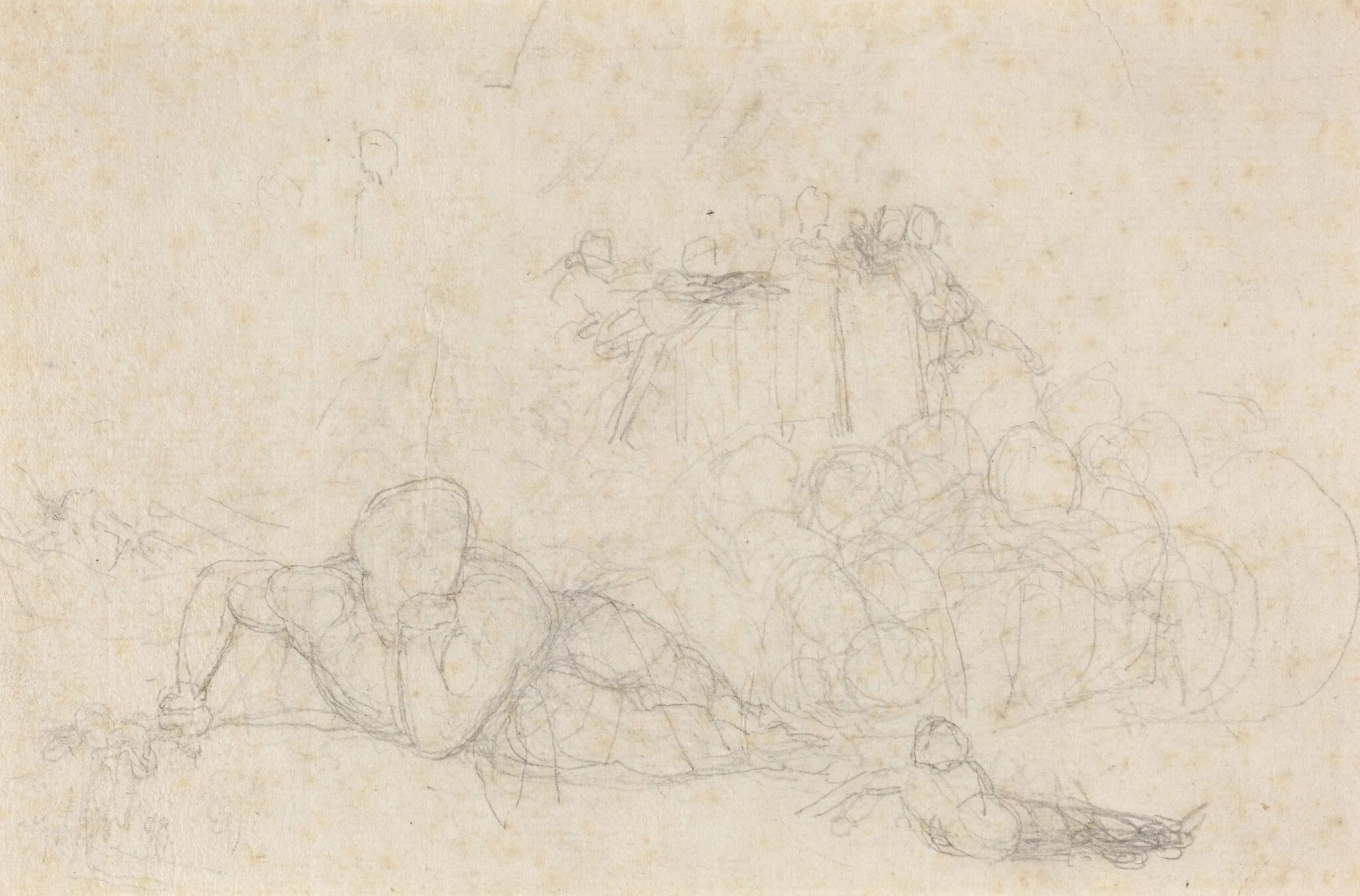 Sheet of Studies, by John Flaxman, graphite, 1790