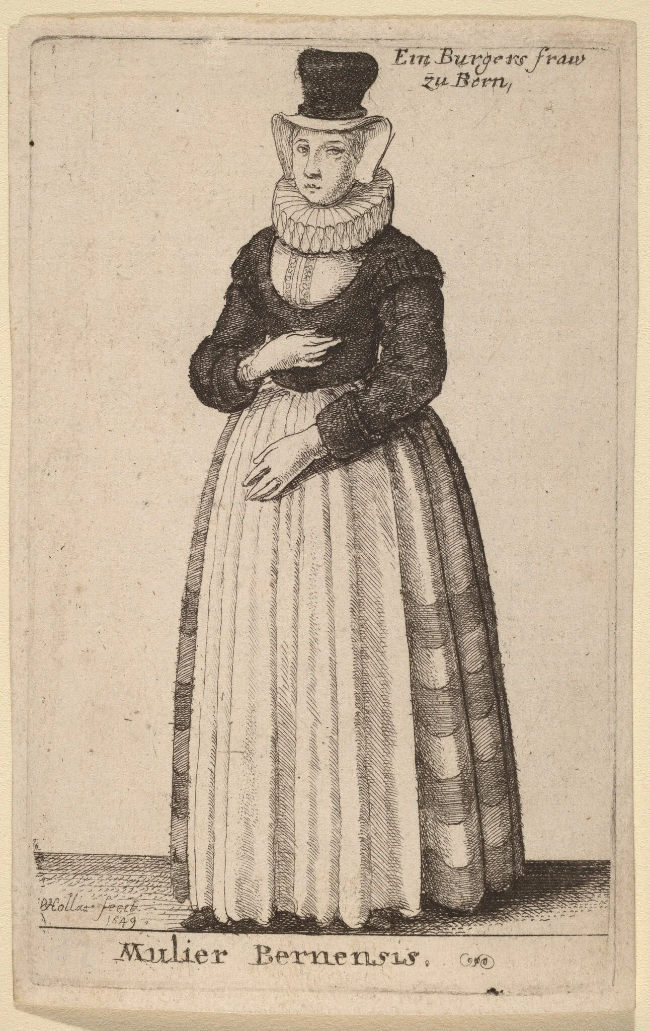 Mulier Bernensis, by Wenceslaus Hollar, ink, 1649