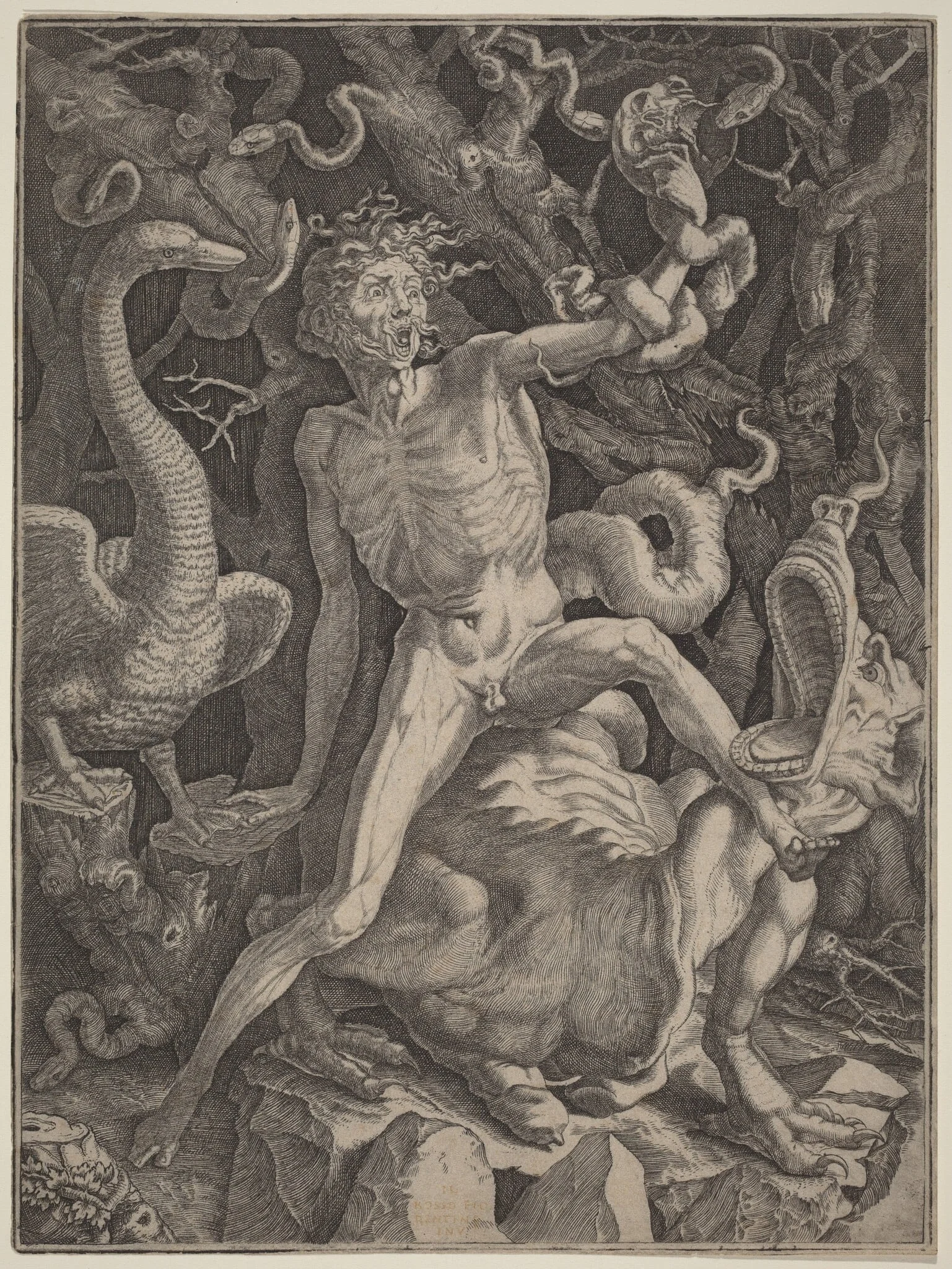 Fury, by Gian Jacopo Caraglio, ink, 1525