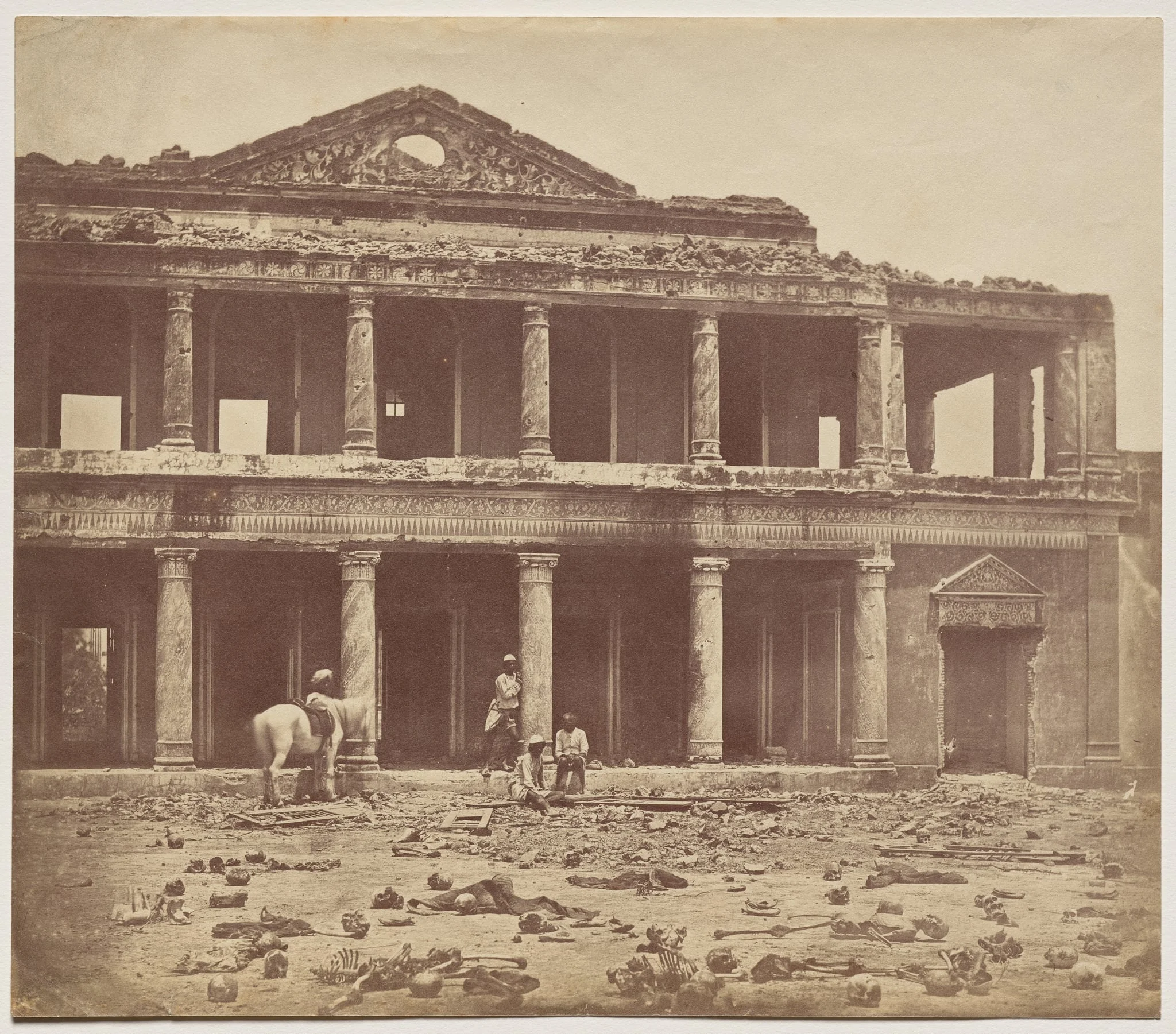 Interior of the Secundra Bagh after the Slaughter of 2,000 Rebels by the 93rd Highlanders and 4th Punjab Regiment, by Felice A. Beato, 1858