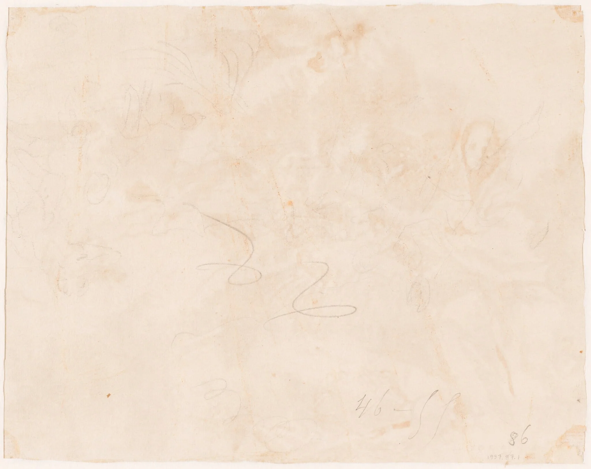 Sketch for the Flight into Egypt [verso], by Giovanni Domenico Tiepolo, graphite, 1752