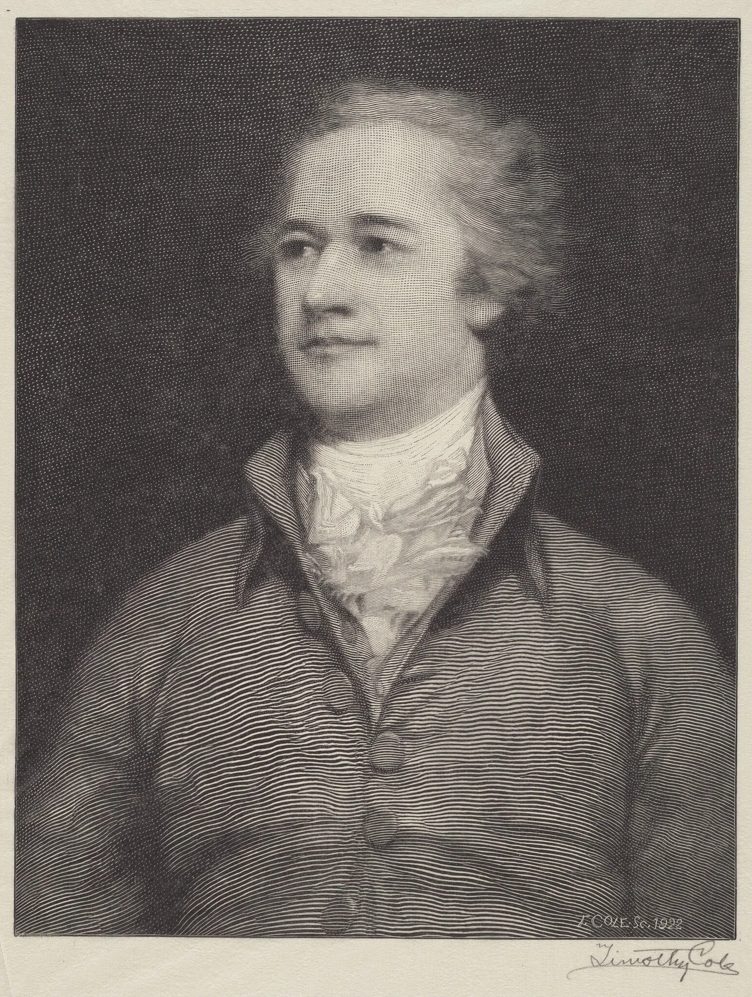 Alexander Hamilton, by Timothy Cole, ink, 1922