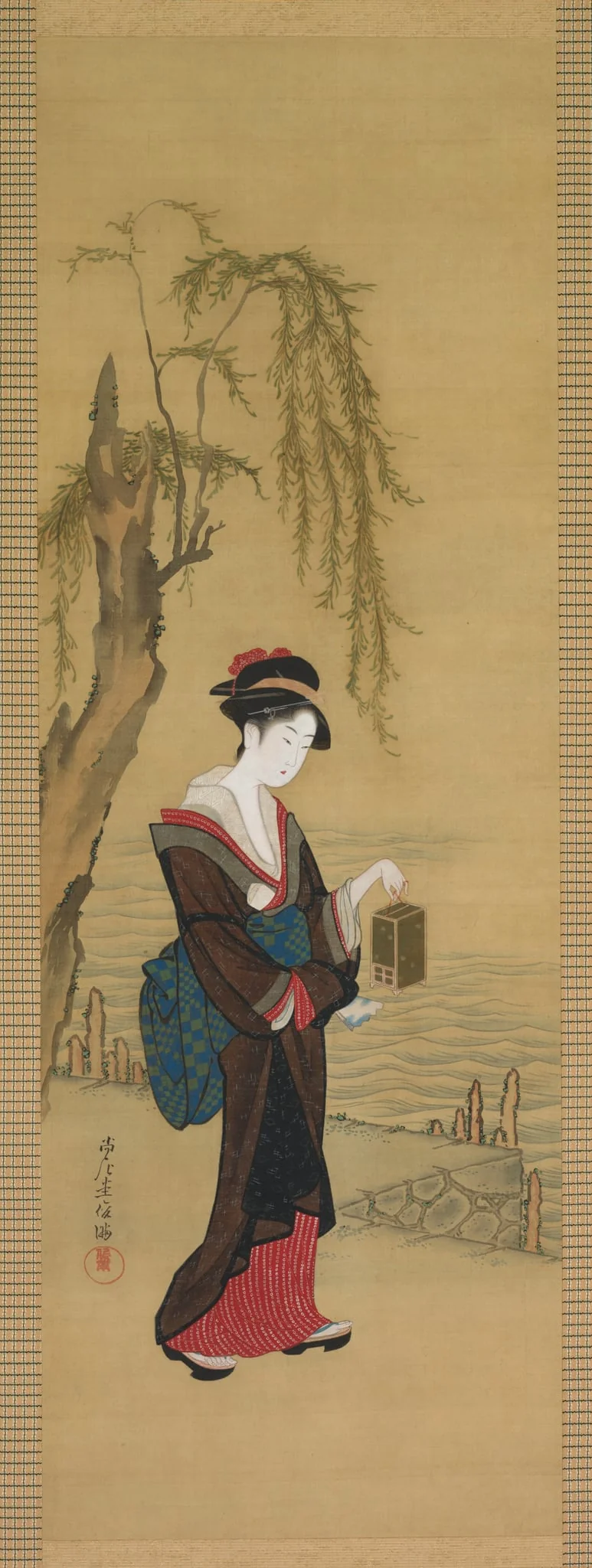 Beauty with Fireflies, by Kubo Shunman, unspecified, 1804