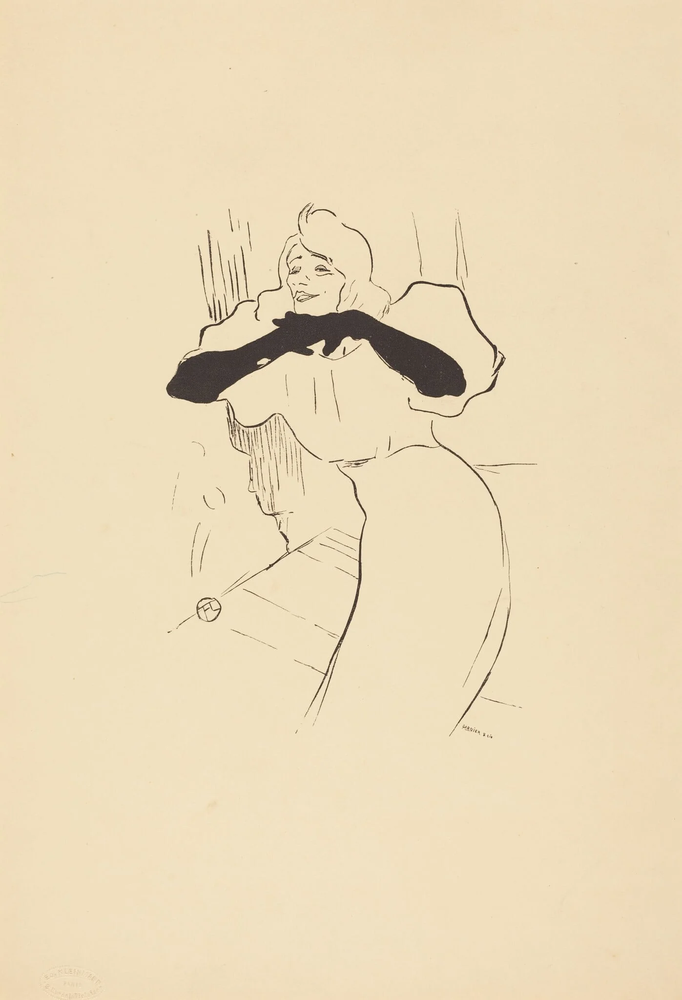 Yvette Guilbert: Linger, Longer, Loo, by Henri de Toulouse-Lautrec, 1882