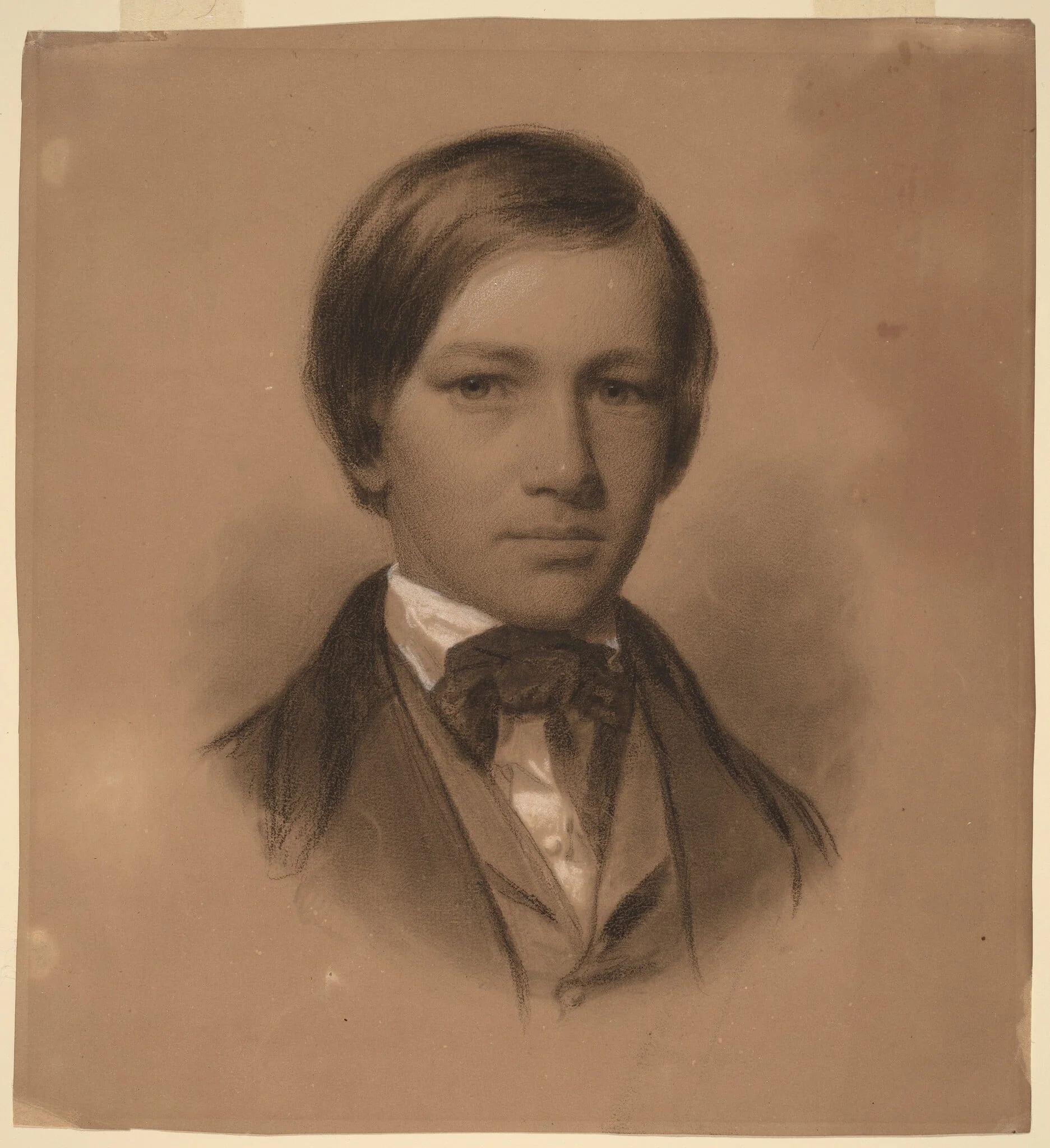 Portrait of a Young Man, by Eastman Johnson, chalk, 1865