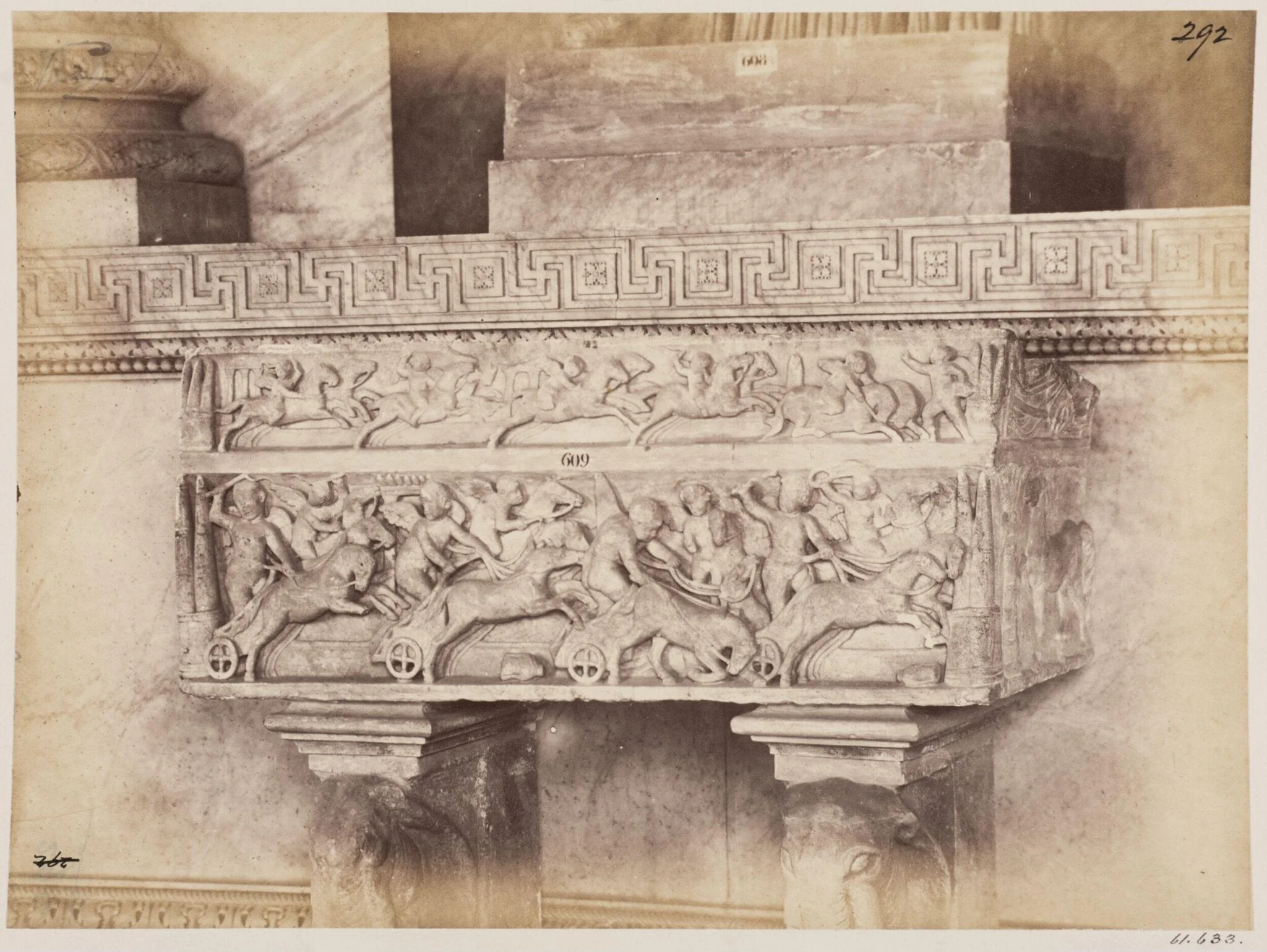 Sculpture - Chariot-race and horse-race, on a Sarcophagus (now in the Vatican Museum), by John Henry Parker, photographic, 1866