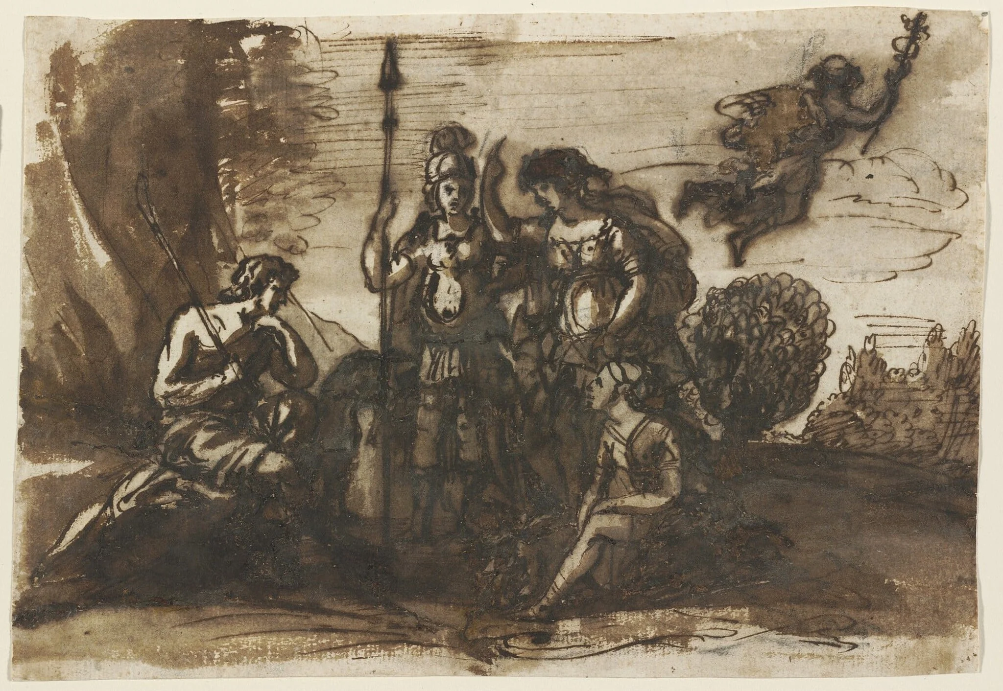 The Judgment of Paris, by Claude Lorrain, chalk, 1645