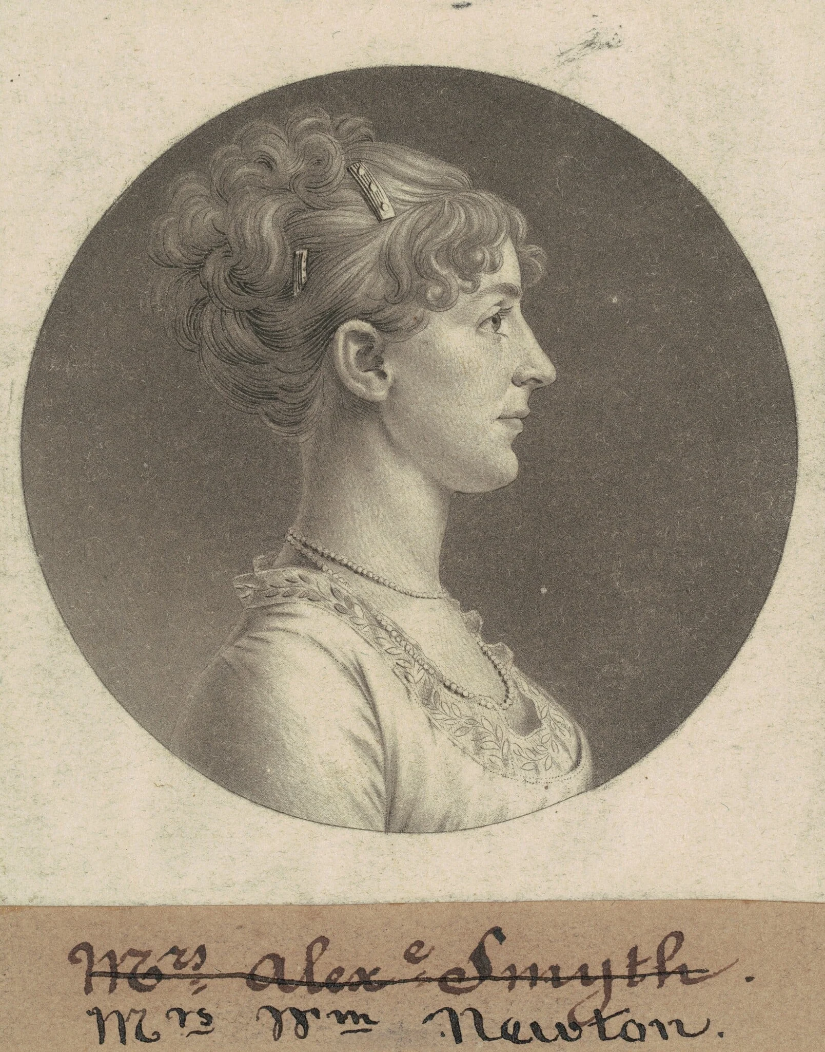 Jane Barr Stuart Newton, by Charles Balthazar Julien Févret de Saint-Mémin, ink, 1805