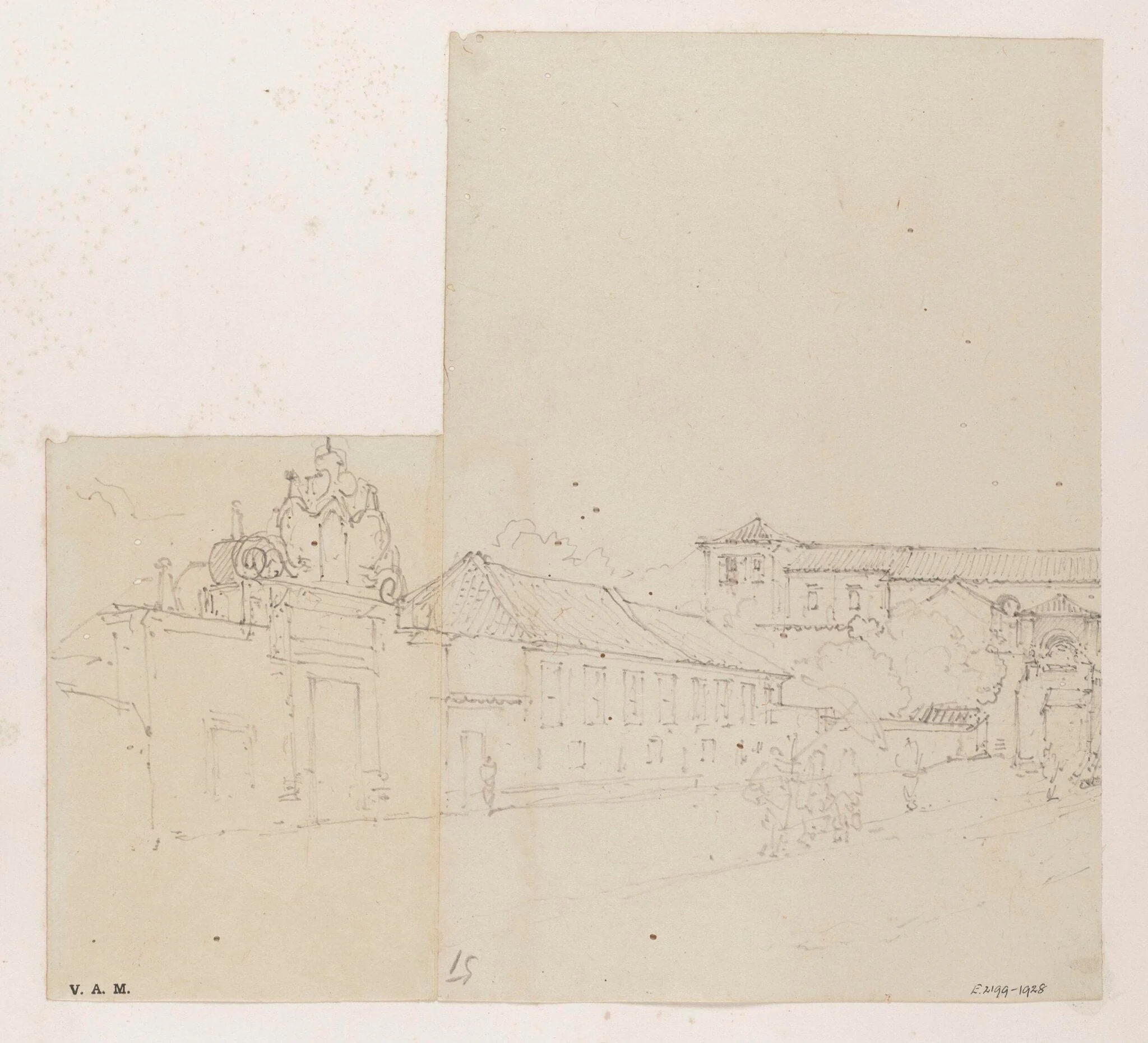 The gateway to the convent of Santa Clara, Macau, by George Chinnery, 19