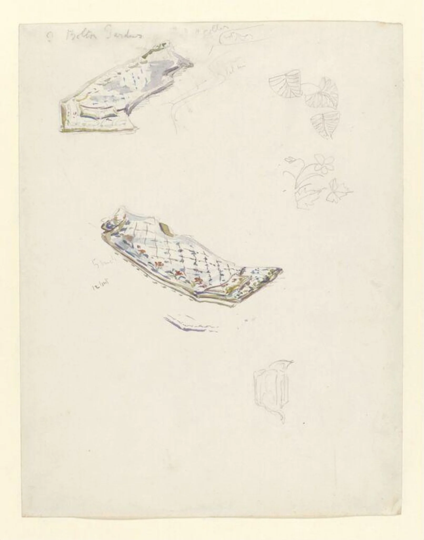 Studies for the Mayor's waistcoat, by Beatrix Potter, watercolor, 1902