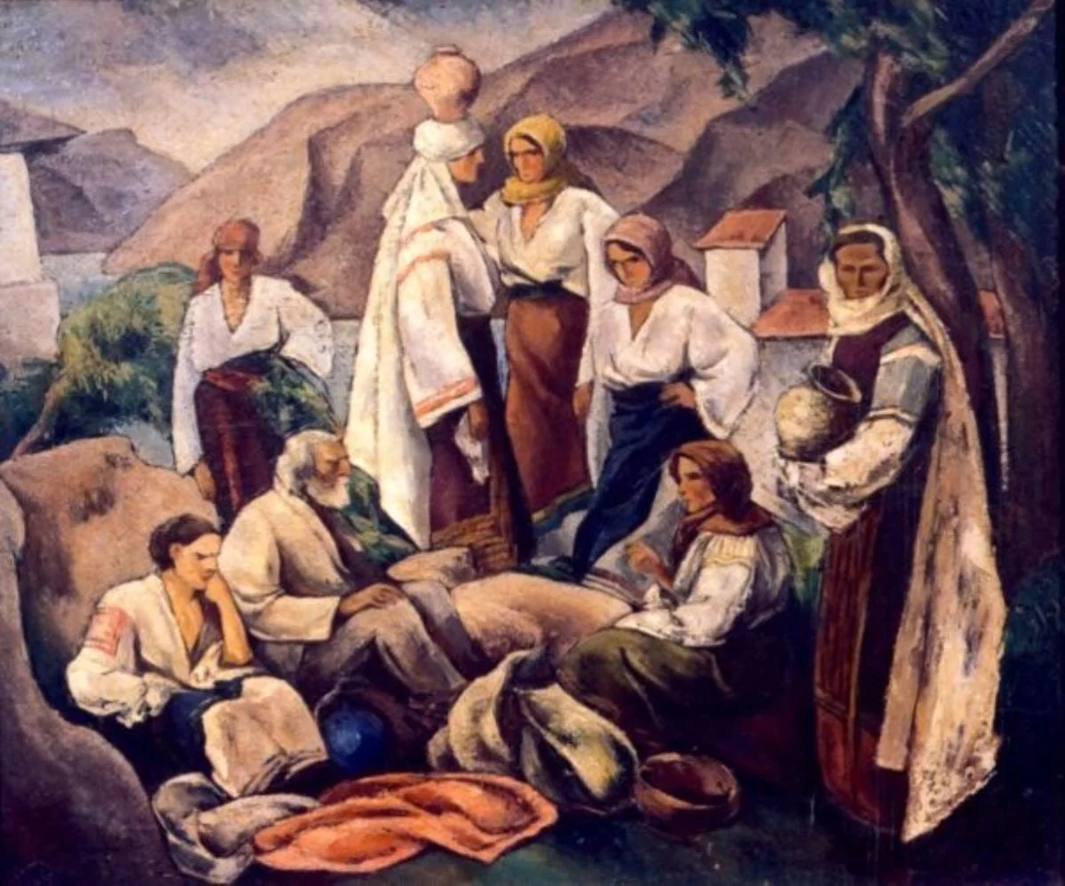 La sfat (Compoziție pe motive țărănești), by Ion Theodorescu-Sion, unspecified, 1924