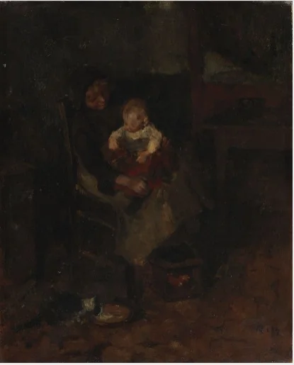 A Mother and Child, by Unknown, oil
