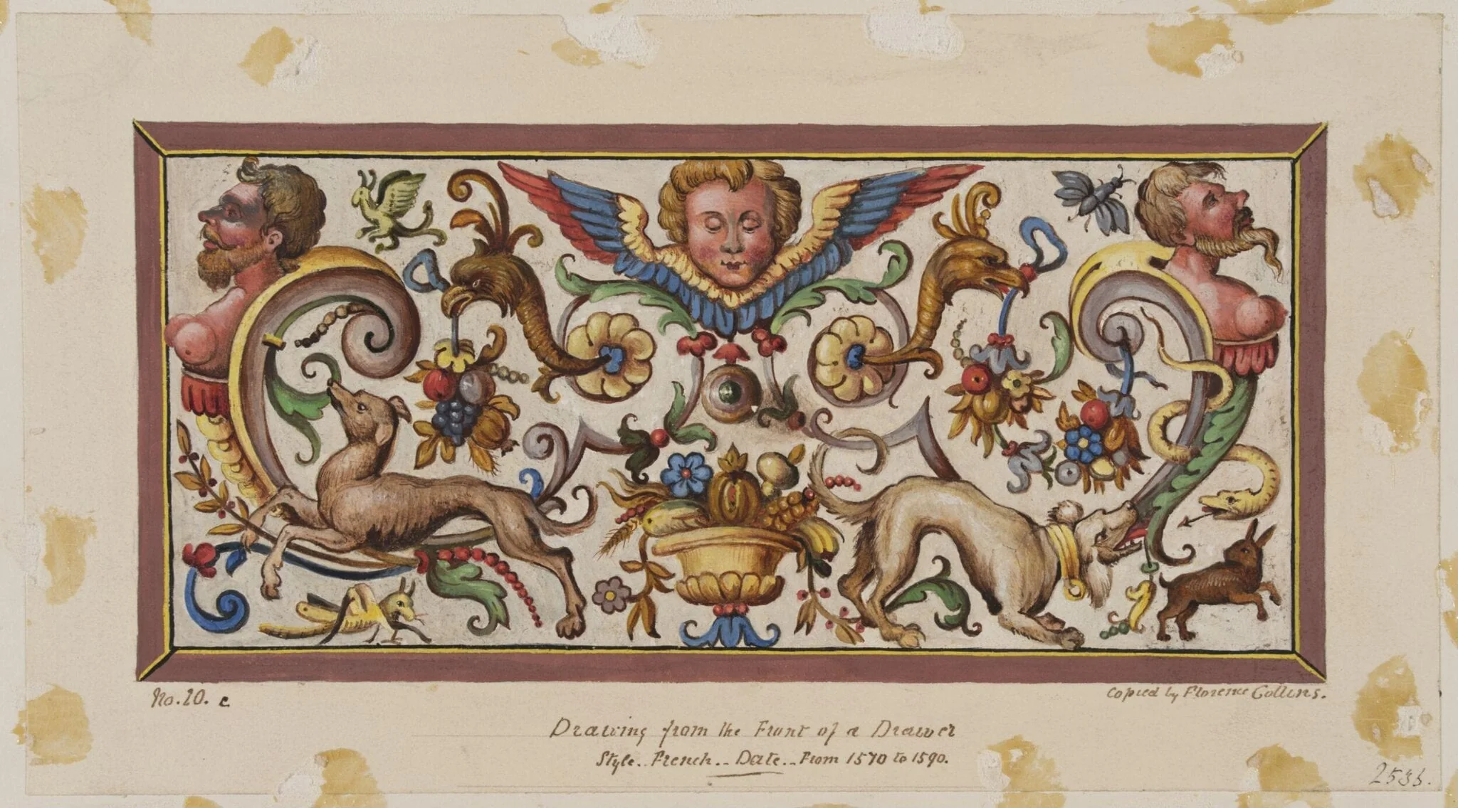 Decoration on the front of a drawer