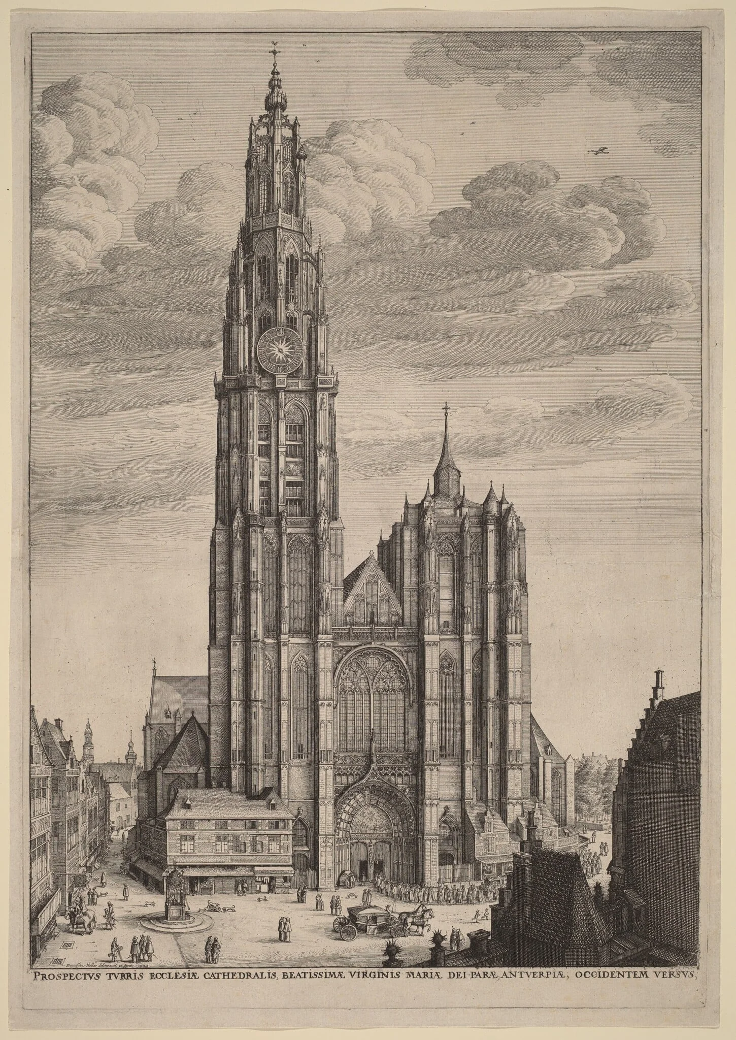 Antwerp Cathedral, by Wenceslaus Hollar, ink, 1649