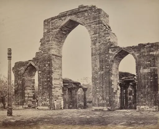 Delhi. Great Arch and Iron Pillar Near the Kootub Minar, Ruin of Old Delhi