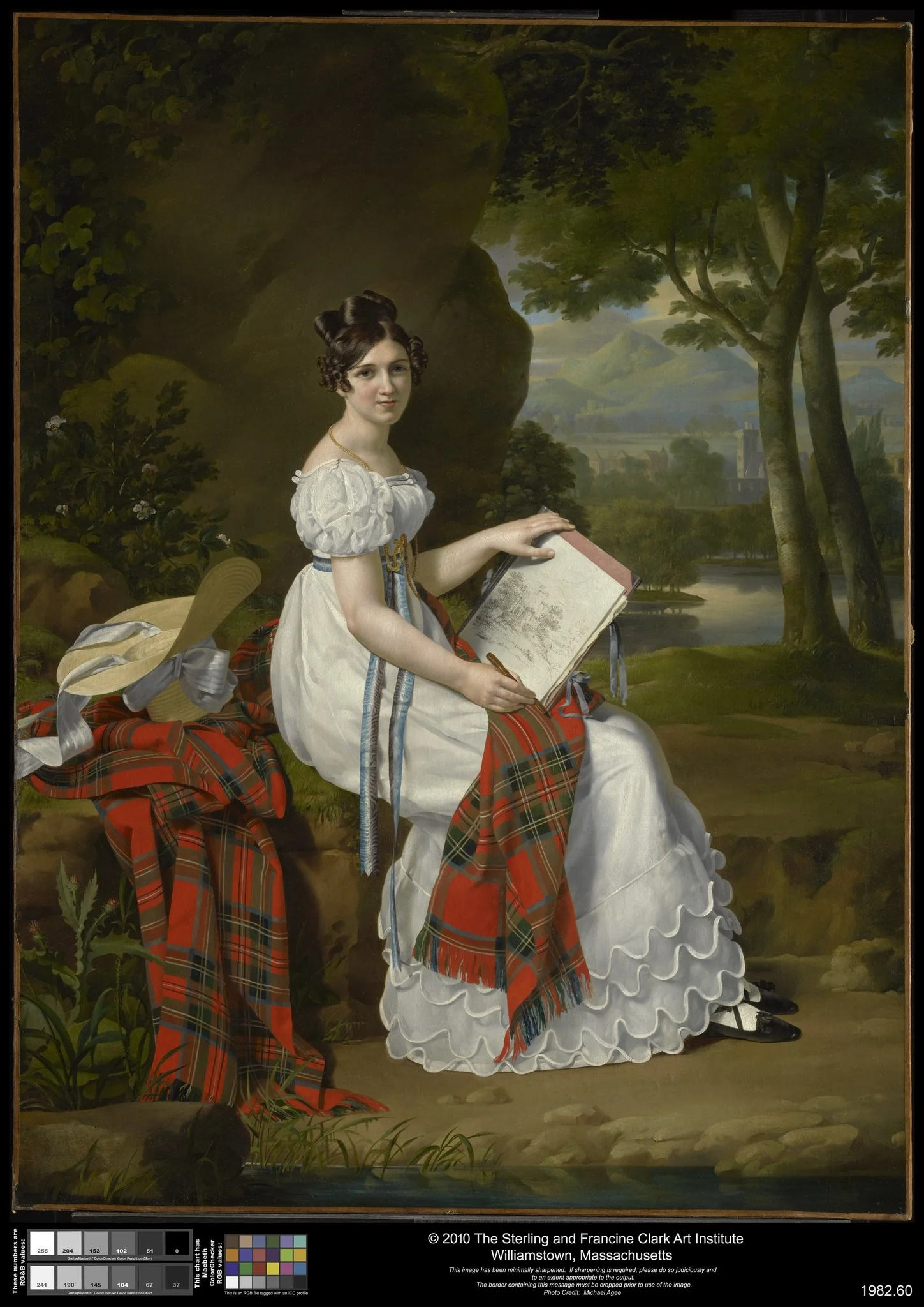 Woman Sketching in a Landscape, by Barthélemy Vieillevoye, oil, 1830