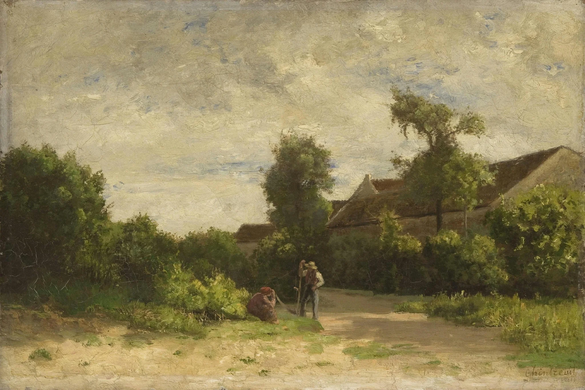 Village Road and Two Figures, by Antoine Chintreuil, oil, 1850