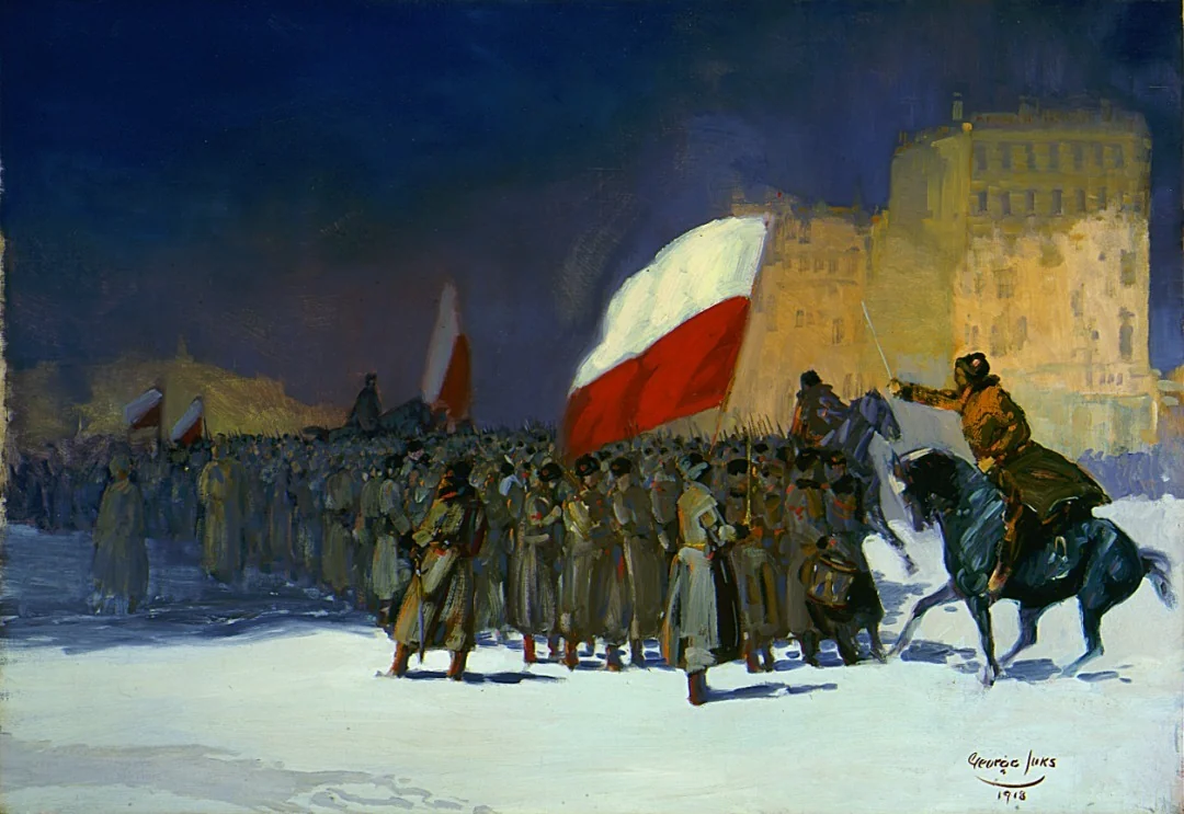 Czechoslovakian Army Entering Vladivostok, Siberia, in 1918, by George Luks, oil, 1918