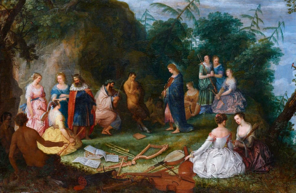 The judgement of Midas, by Adriaen van Stalbemt, oil, 1621