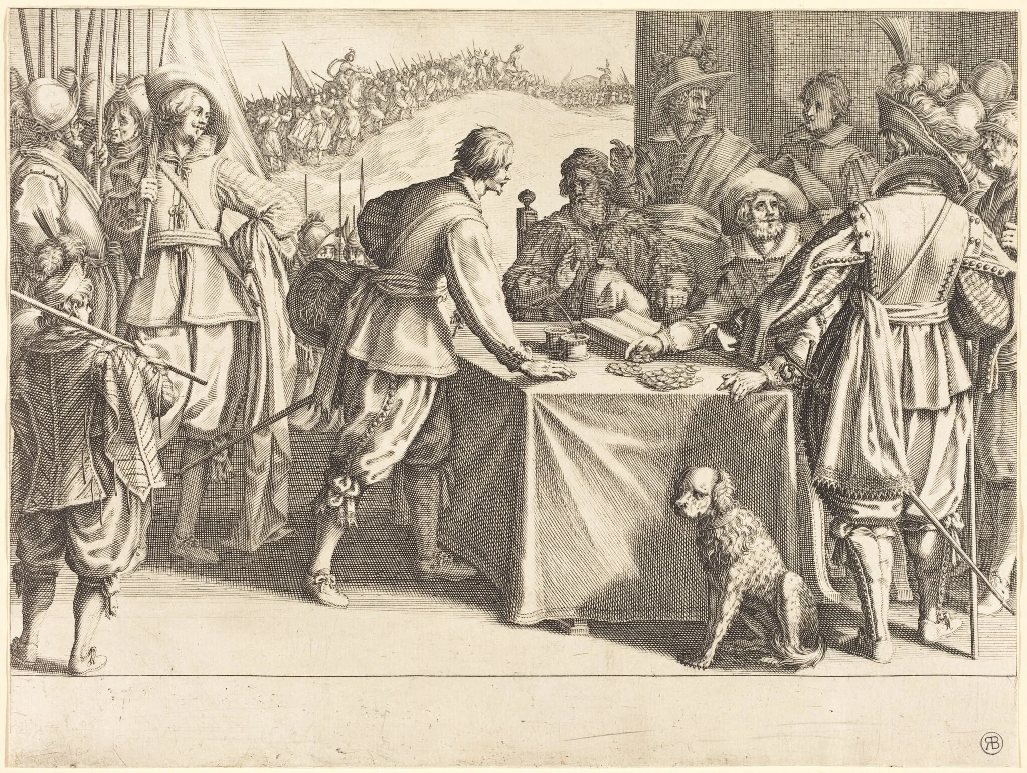 The Hiring of the Troops, by Jacques Callot, ink, 1614