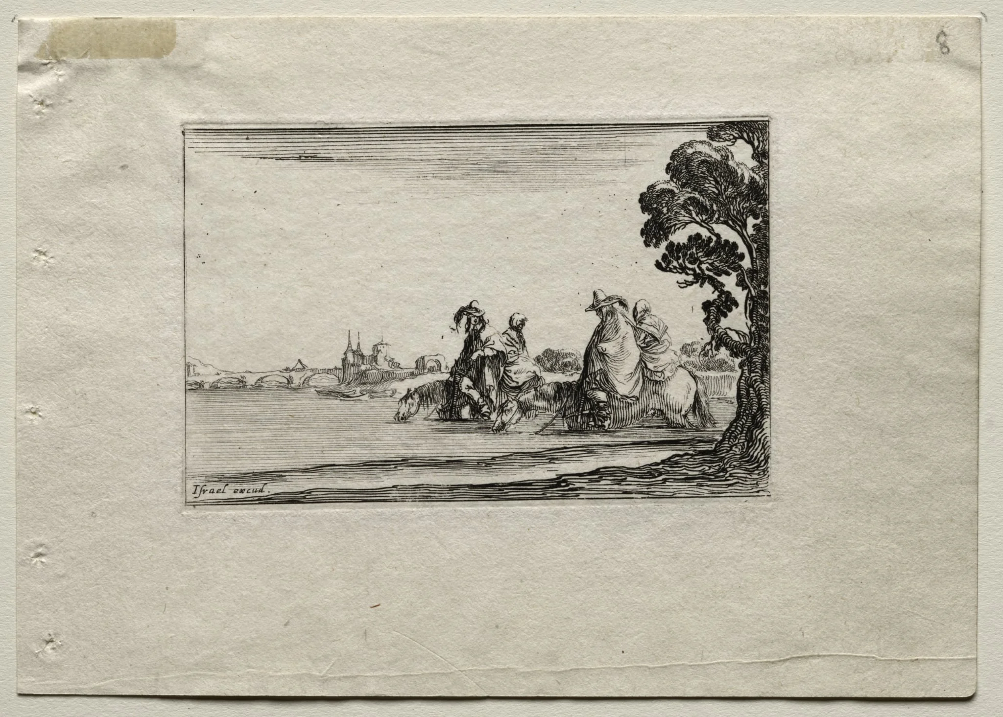 Caprices:  Cavaliers Watering their Horses in a River, by Stefano Della Bella, 1642