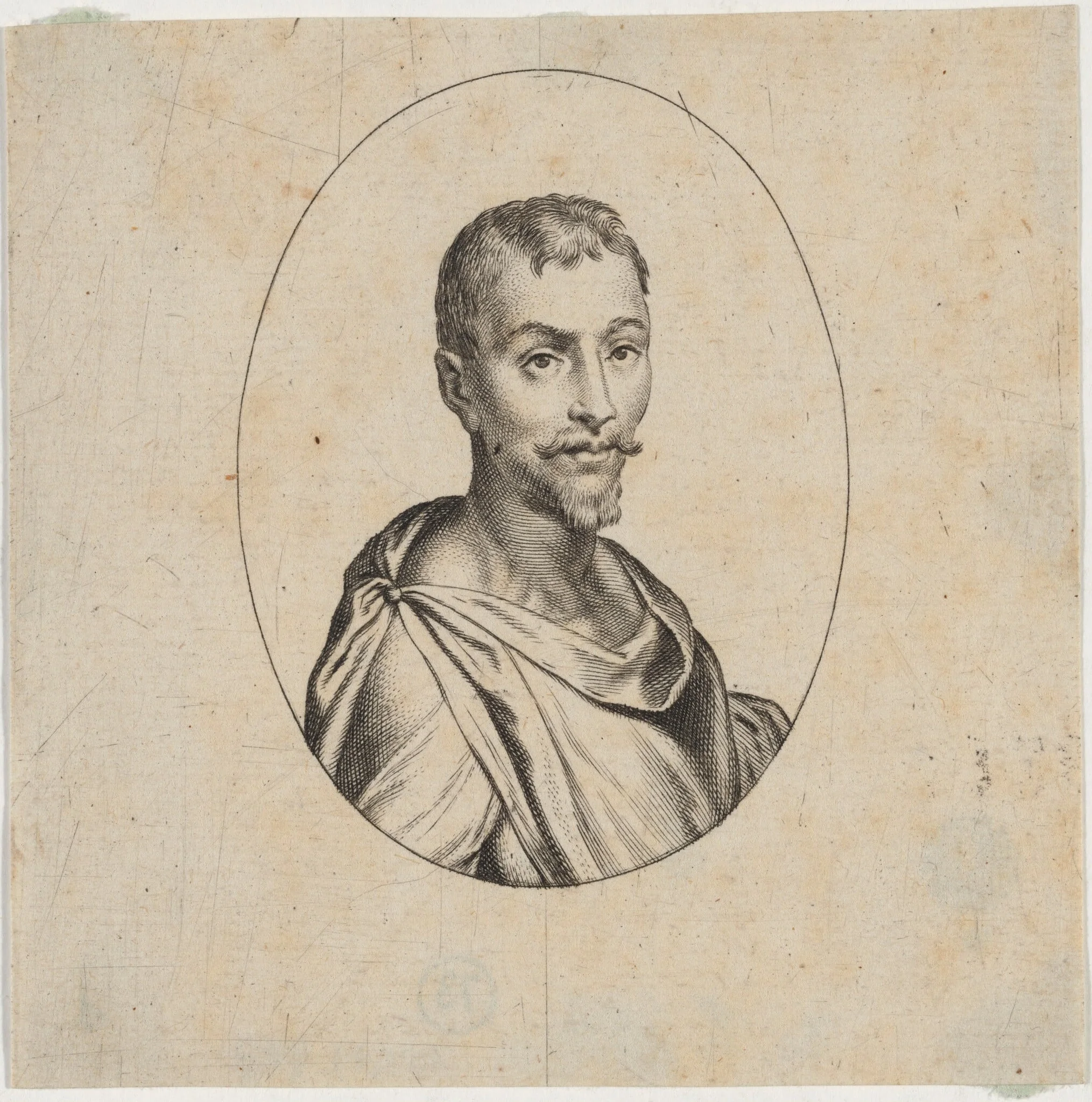 Portrait of a Man in Toga, by Unknown 19th Century, ink, 1850