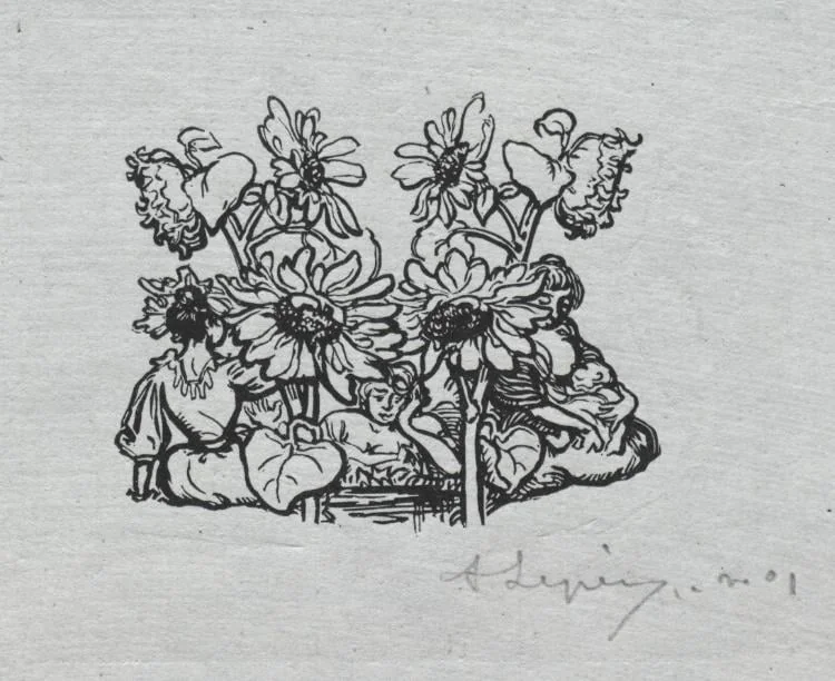 Paris Almanac, 1897:  Tail-piece, Summer, by Auguste Lepère, 1897