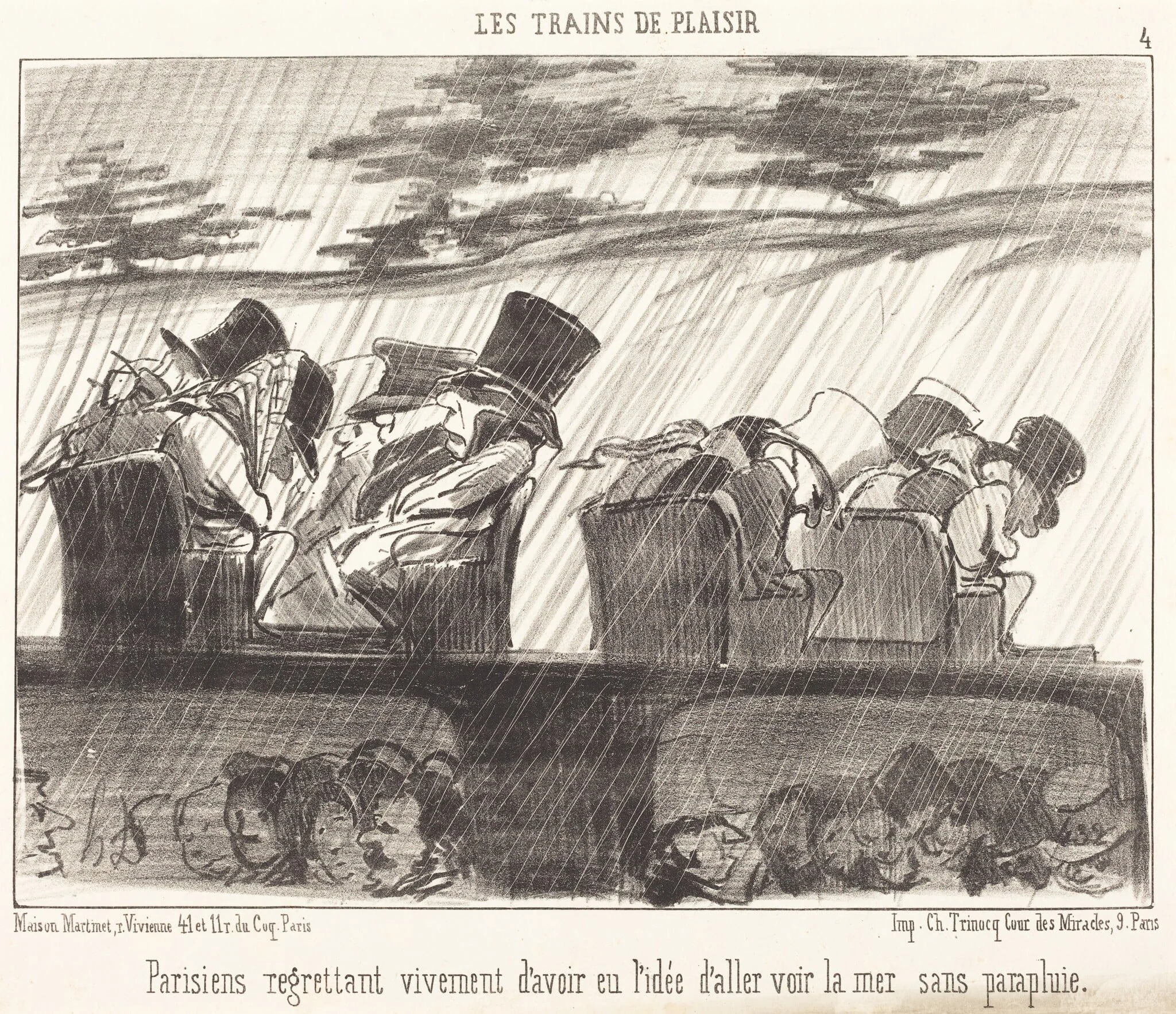 Parisiens regrettant vivement..., by Honoré Daumier, ink, 1852