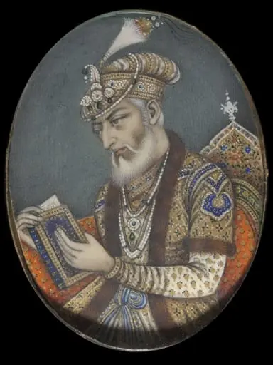 Four miscellaneous miniatures of Mughal emperors and an unidentified ruler.