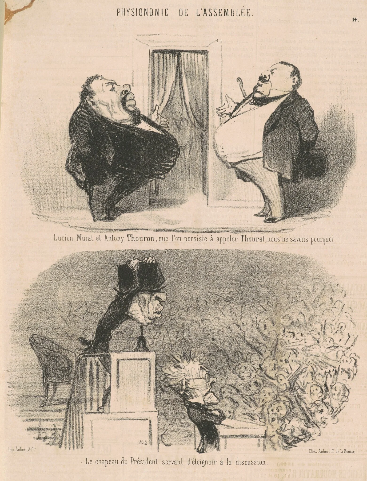 Lucien Murat et Antony Thouron ..., by Honoré Daumier, ink, 1849